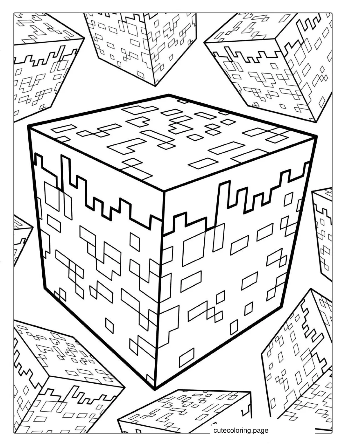 Minecraft Blocks Coloring Page For Kids coloring page