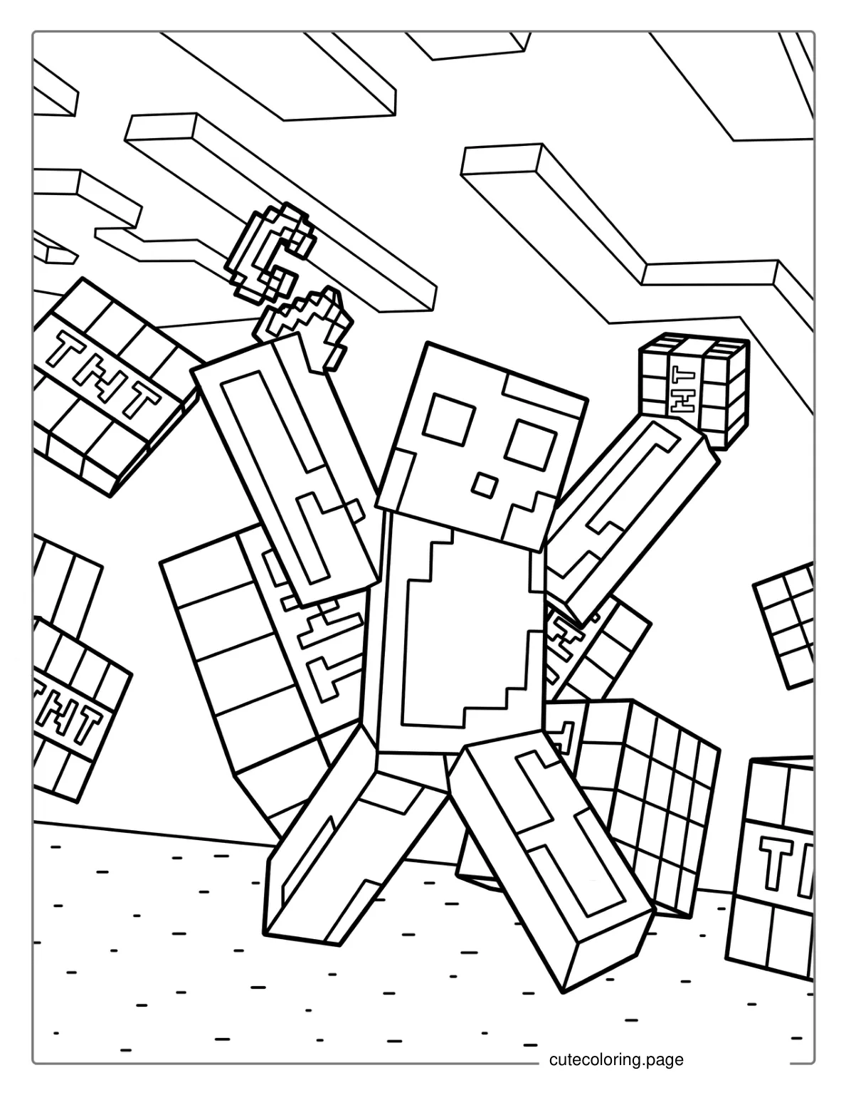 Minecraft Creeper With TNT Coloring Page coloring page