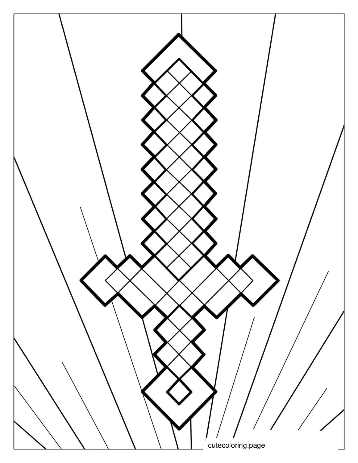 Minecraft Diamond Sword Coloring Page coloring page