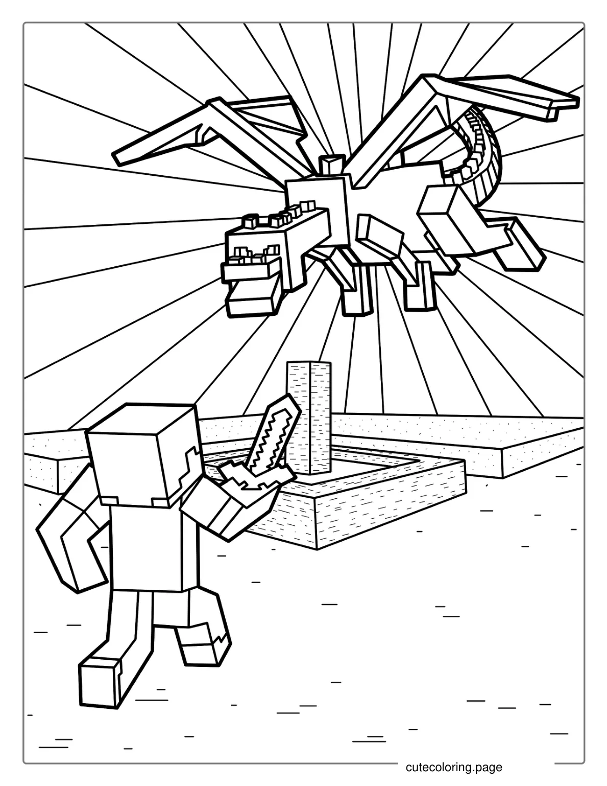 Minecraft Dragon Coloring Picture For Kids coloring page