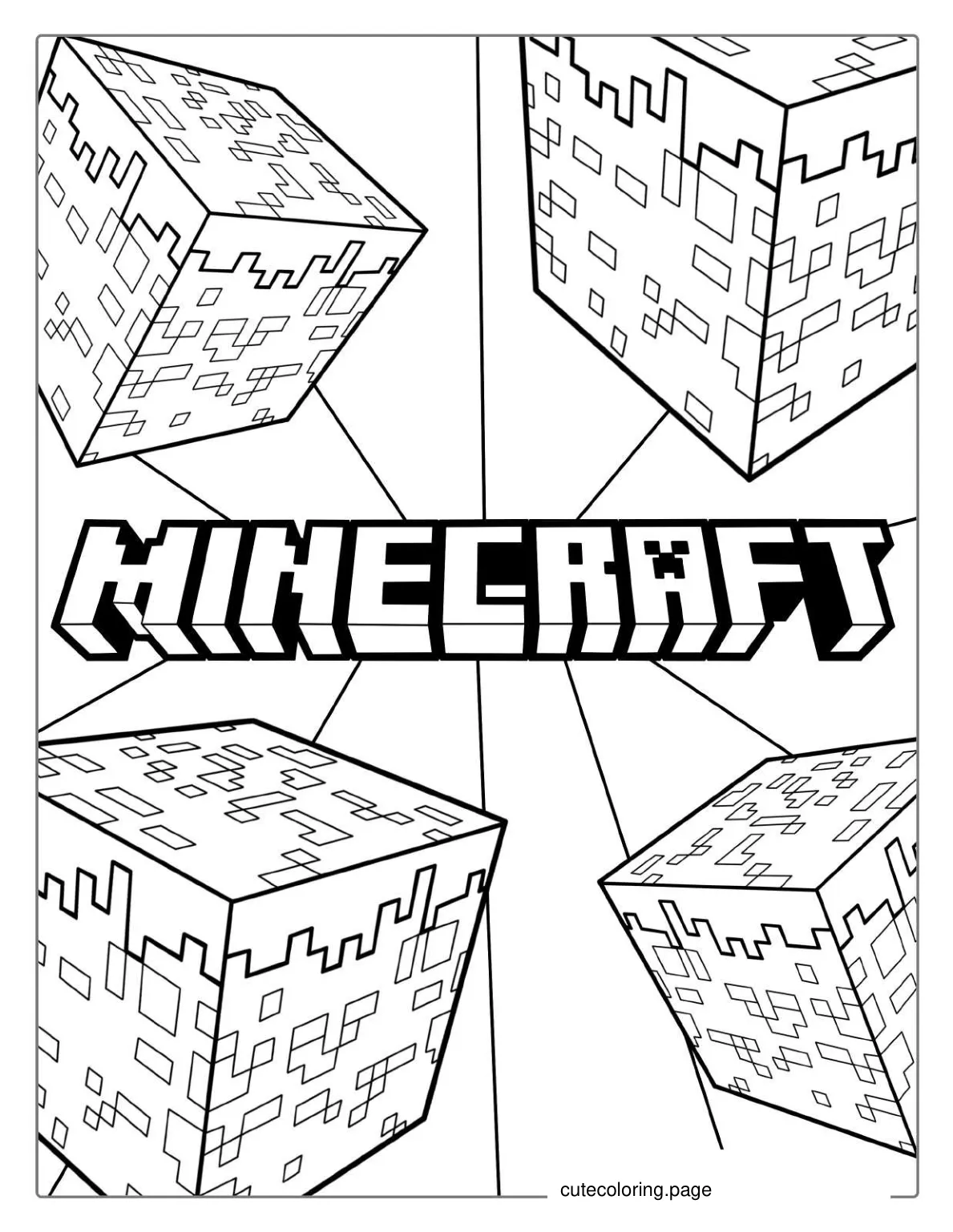 Minecraft Logo With Blocks Coloring Sheet coloring page