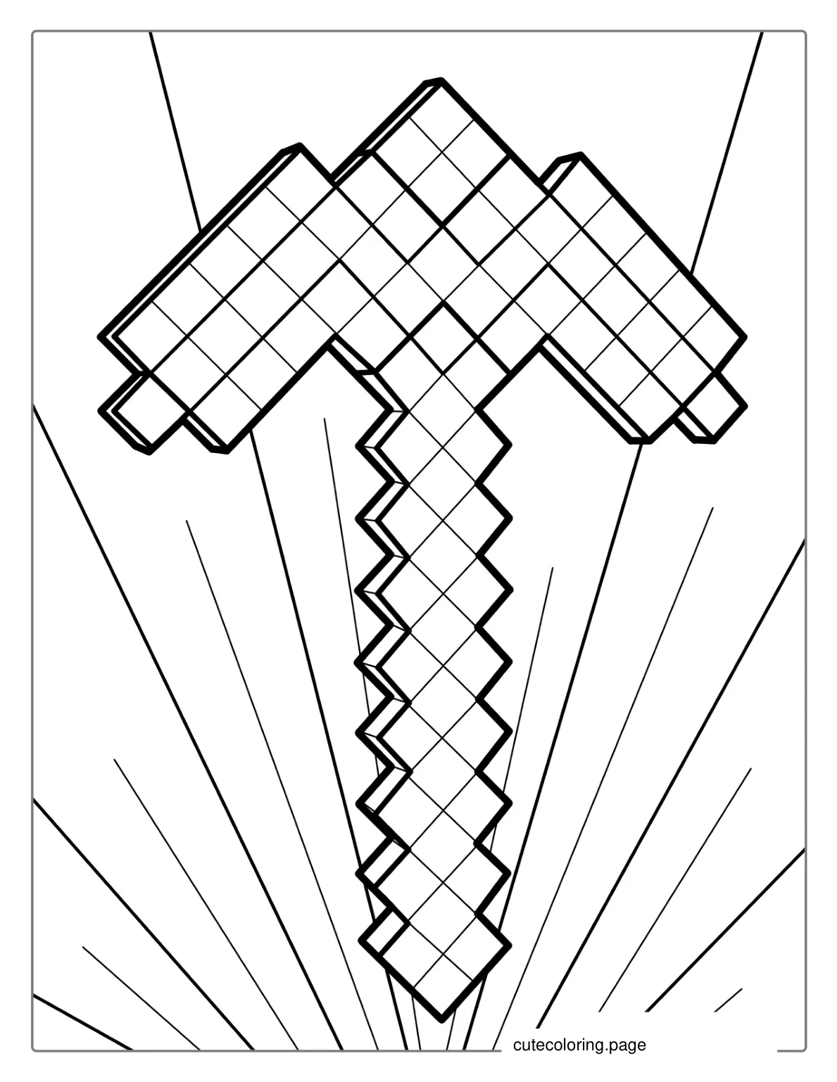 Minecraft Pickaxe Coloring Page For Kids coloring page