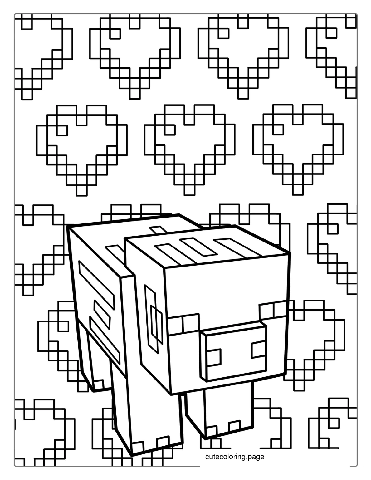 Minecraft Pig Coloring Sheet For Kids coloring page