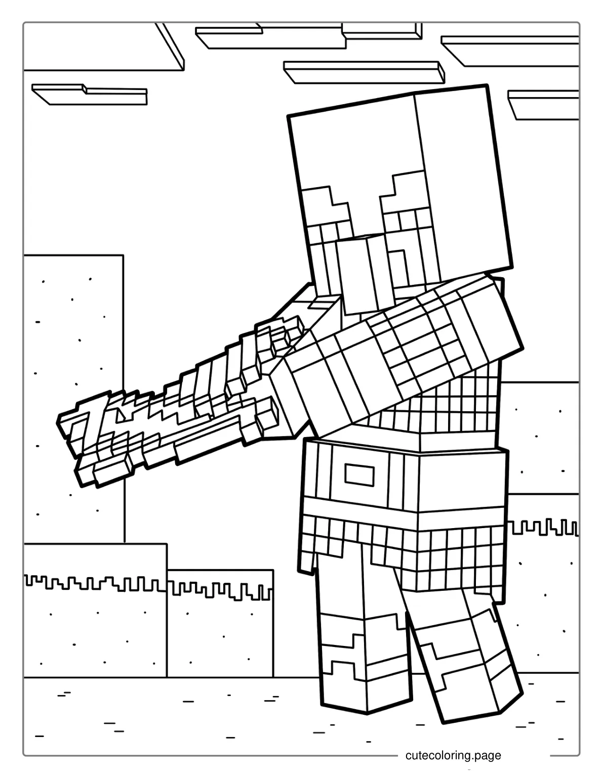 Minecraft Pillager With Bow Coloring Sheet coloring page