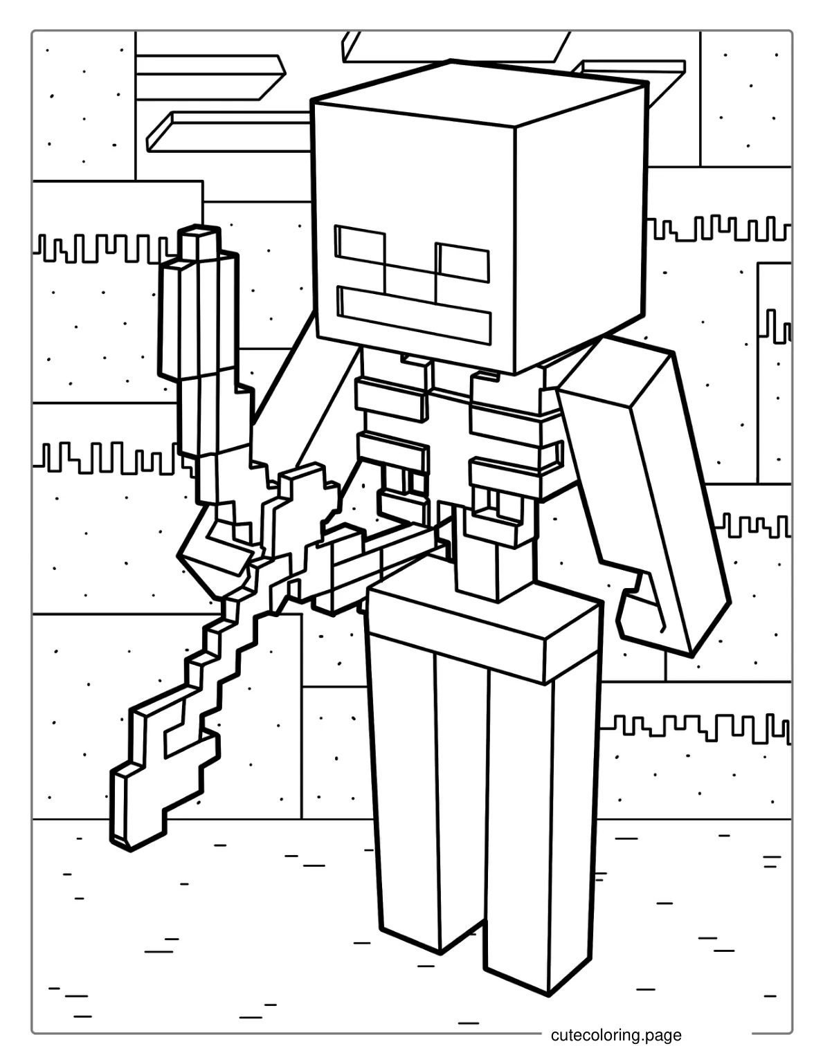 Minecraft Skeleton With Bow And Arrow Coloring Page coloring page