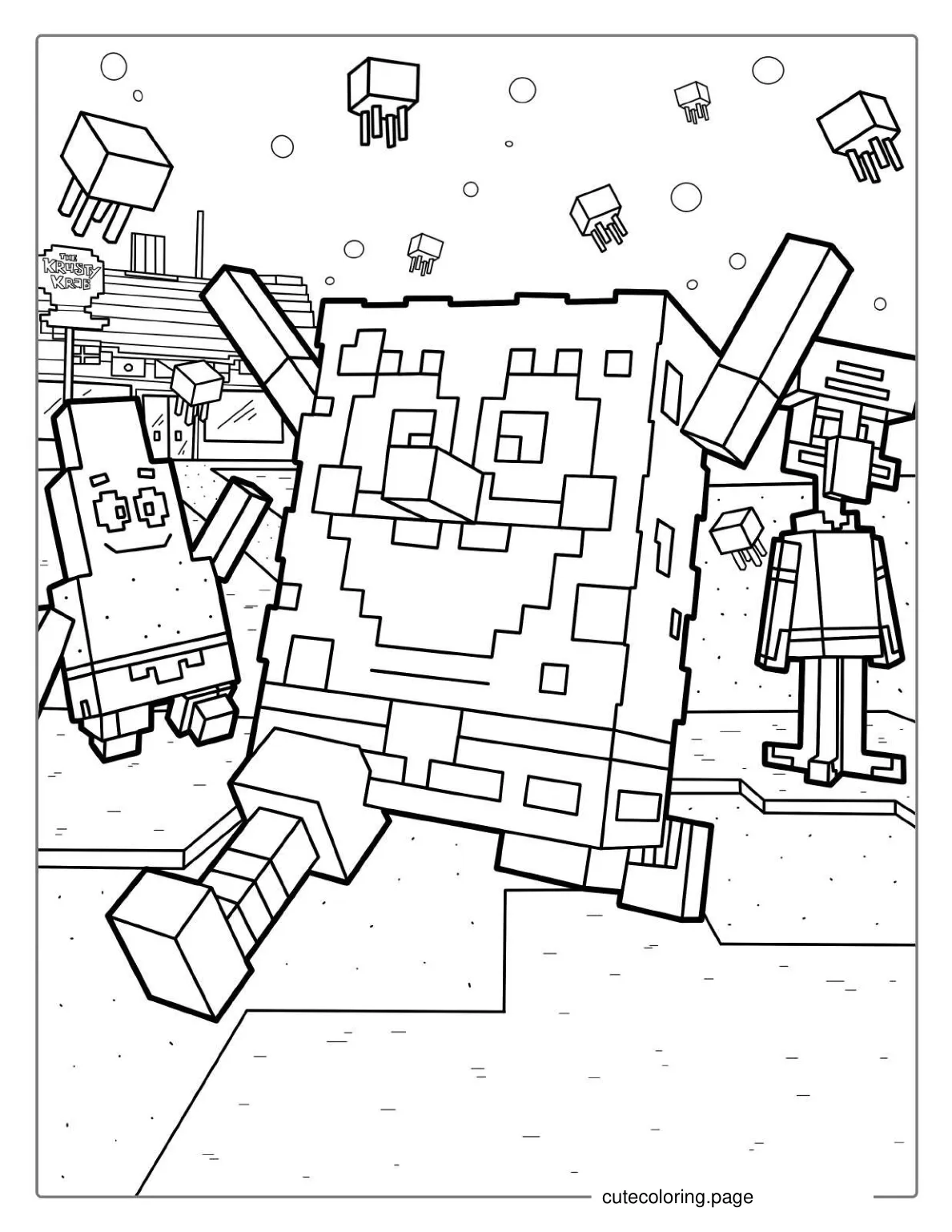 Minecraft Spongebob Square Pants Theme Coloring coloring page