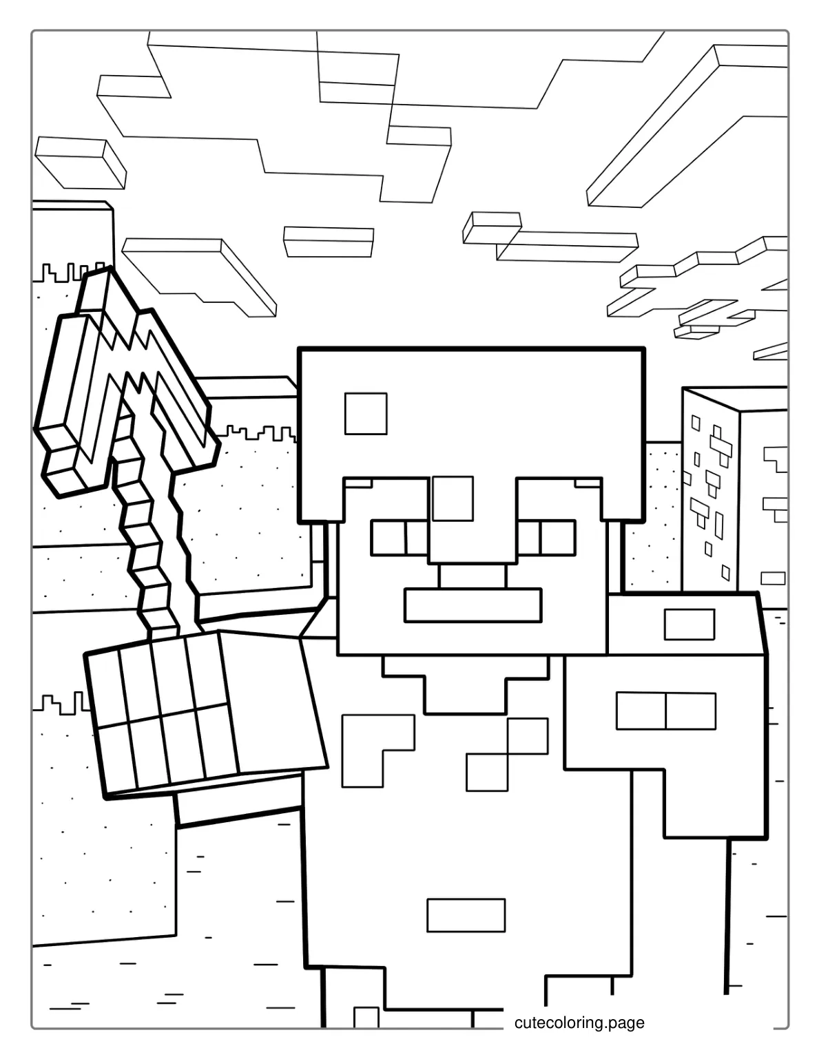 Minecraft Steve Wearing Diamond Armor Coloring coloring page