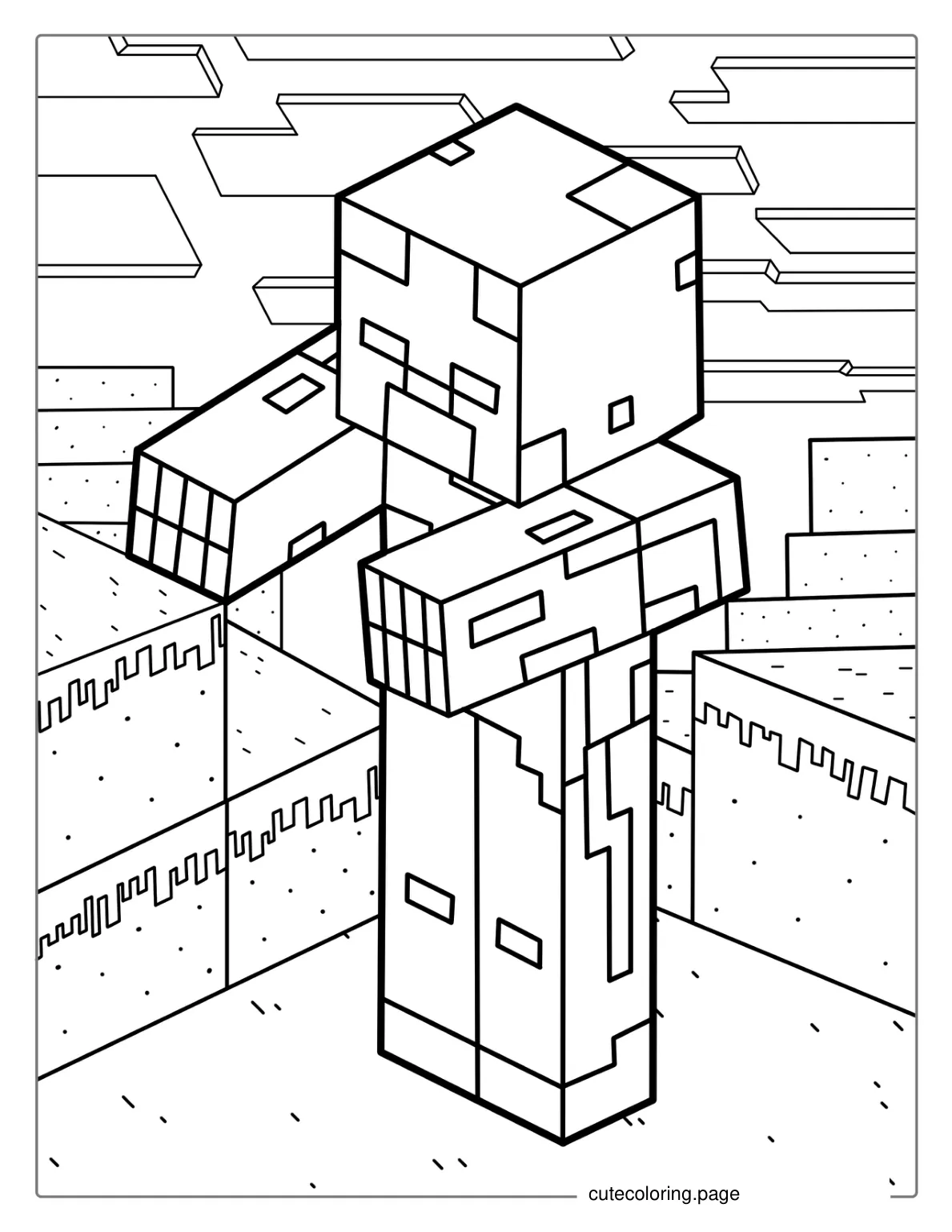 Minecraft Zombie Coloring Page coloring page