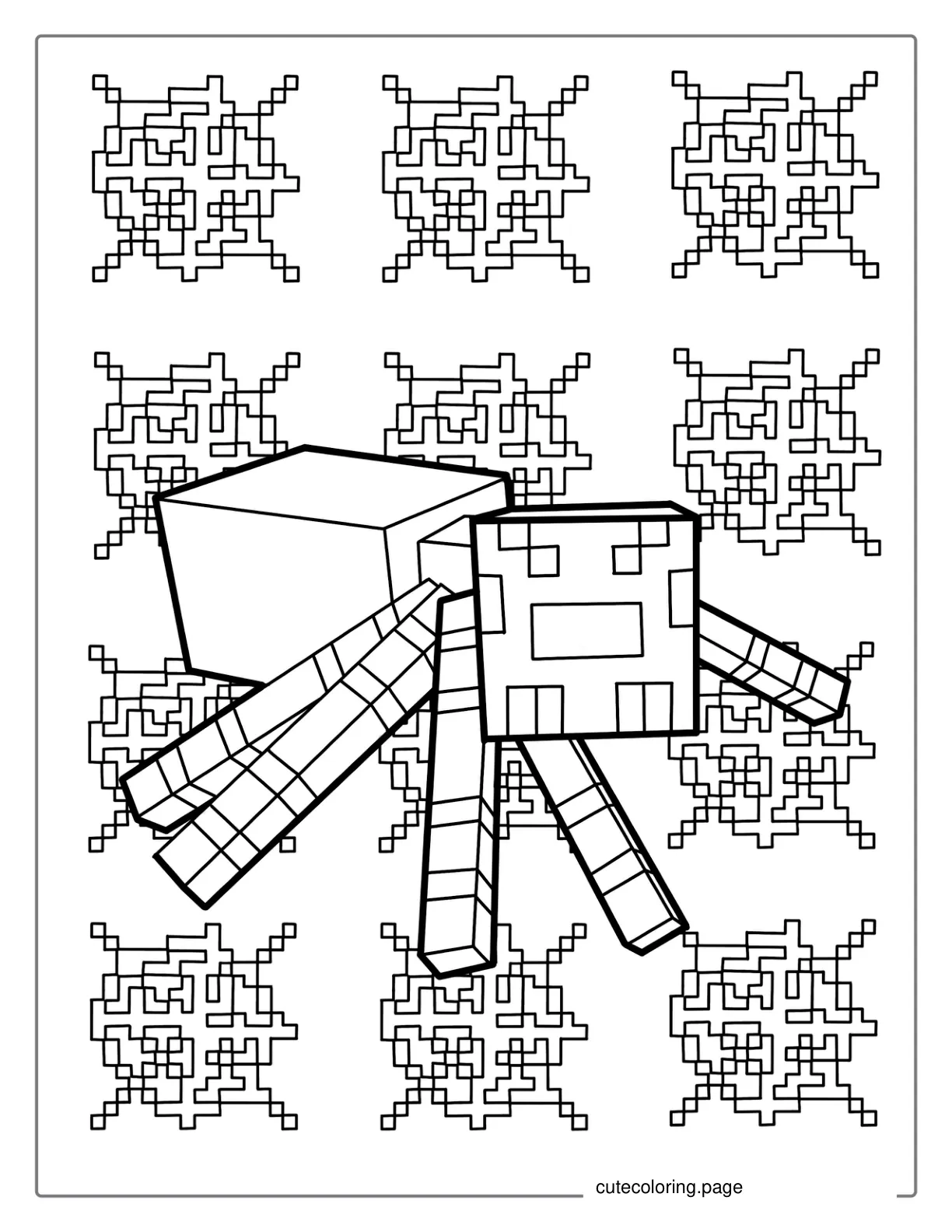 Simple Minecraft Spider Coloring Page coloring page