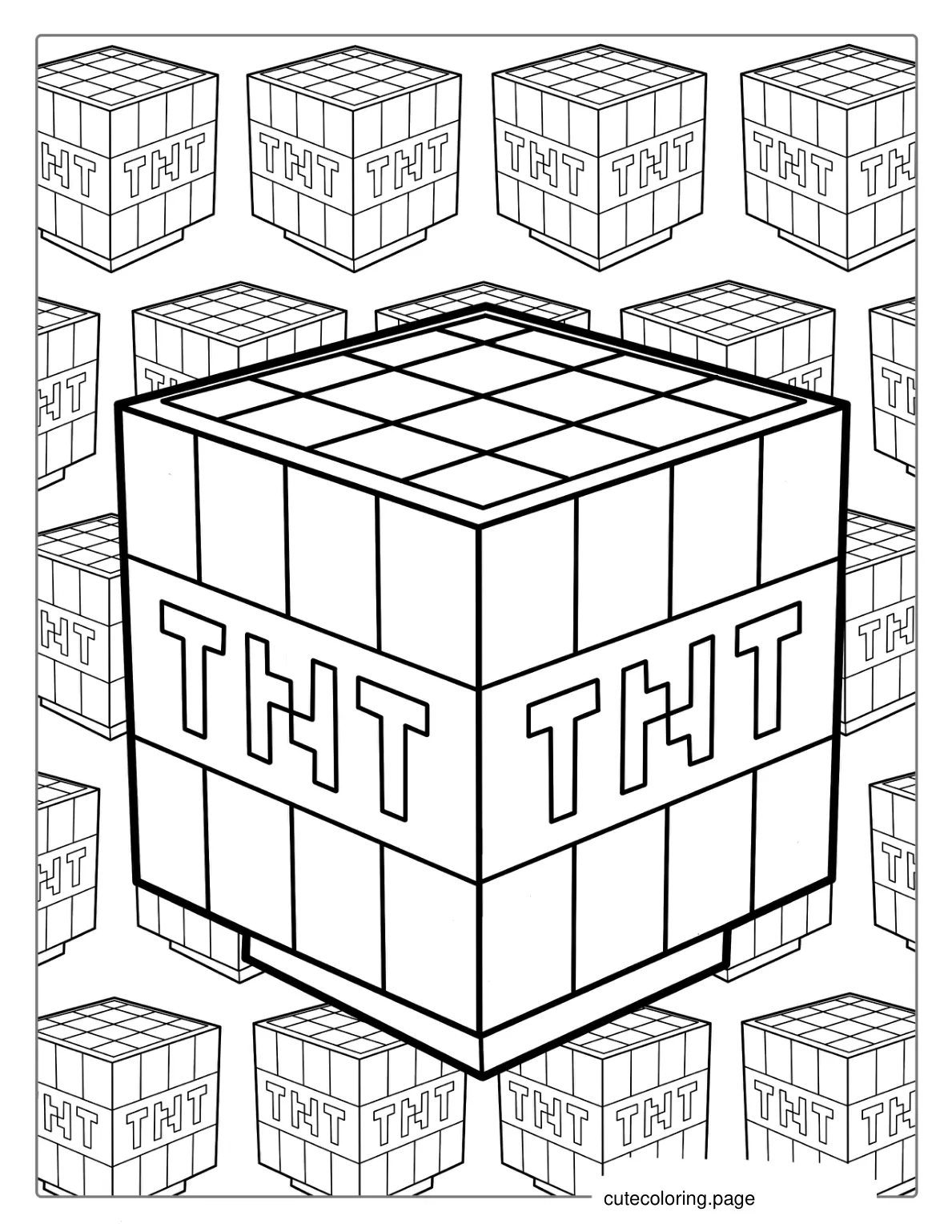 Simple Minecraft TNT Coloring Page coloring page