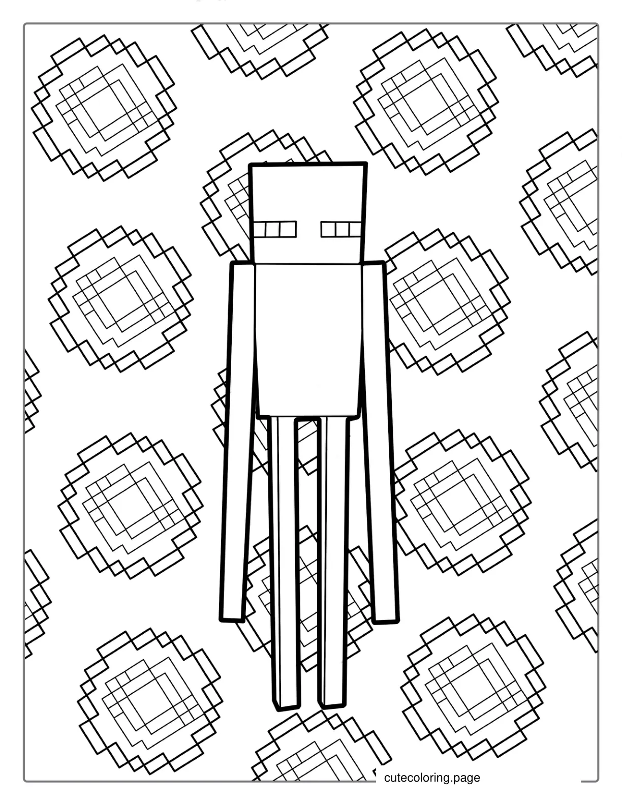 Simple Outline Of Minecraft Enderman coloring page