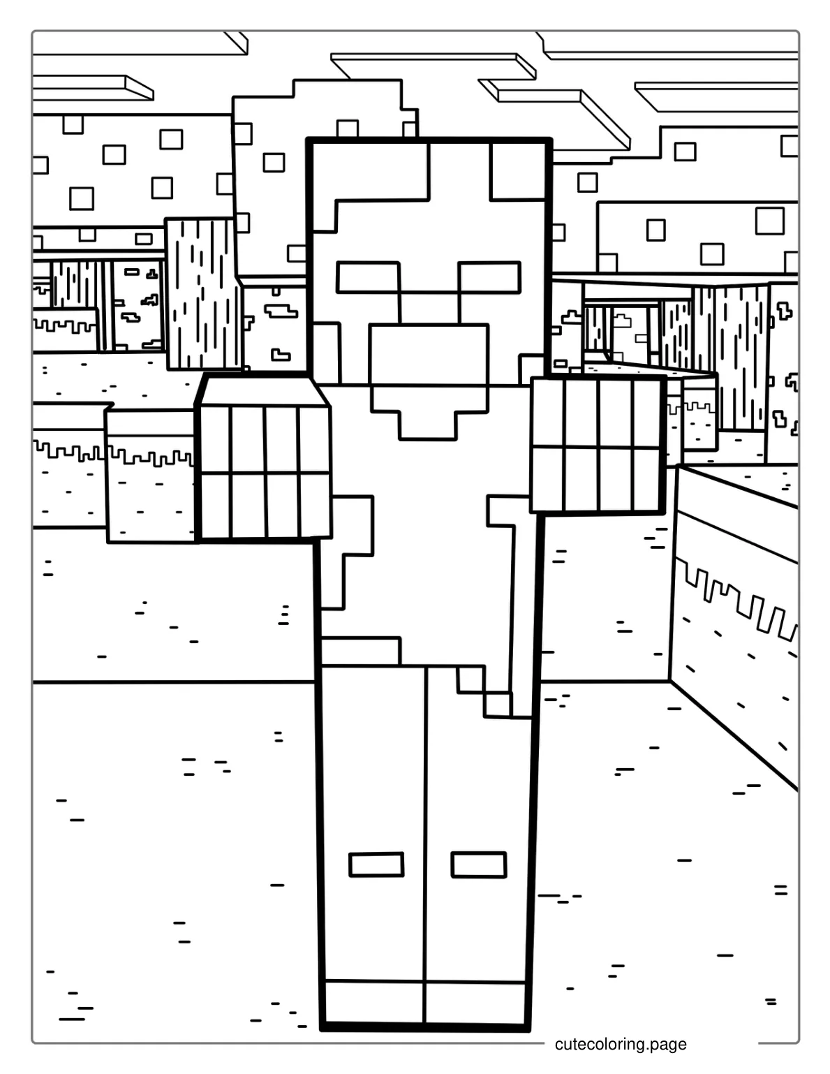 Zombie From Minecraft Coloring Sheet coloring page