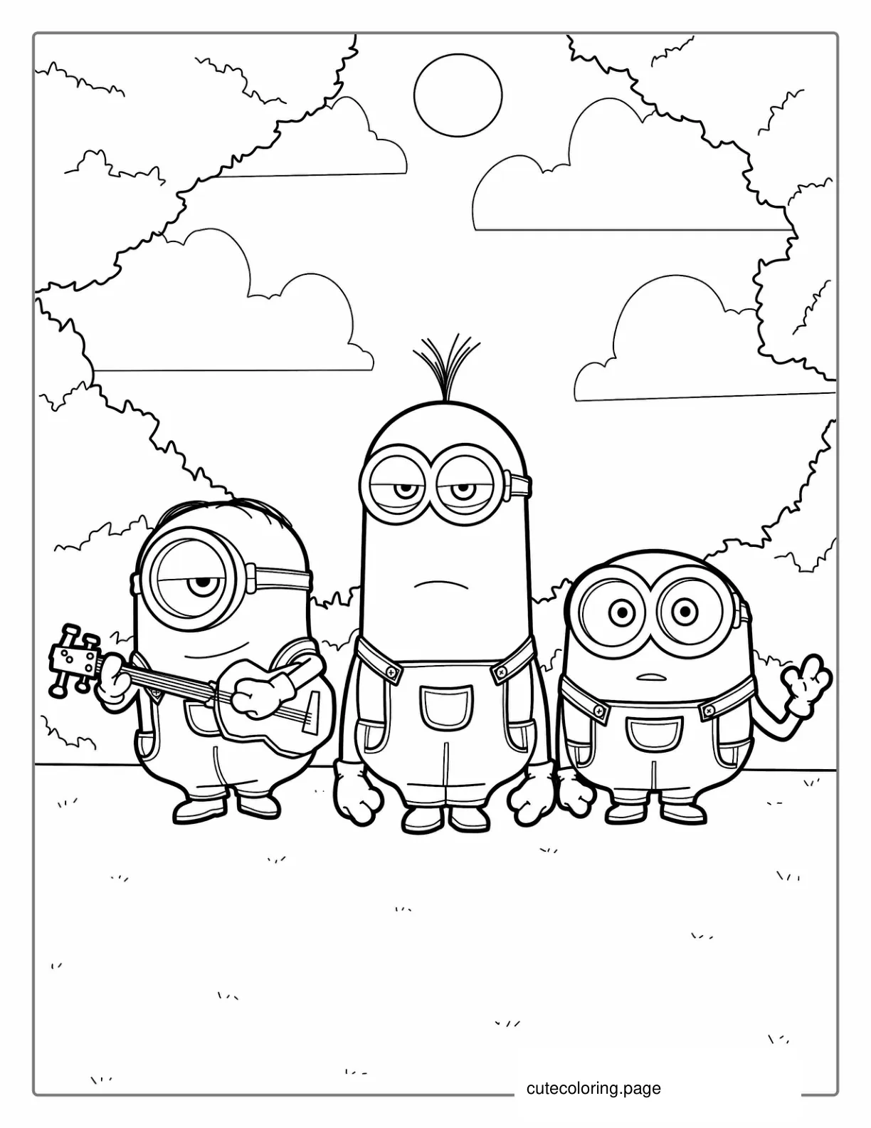 Bob Kevin And Stuart Minion Coloring Sheet coloring page