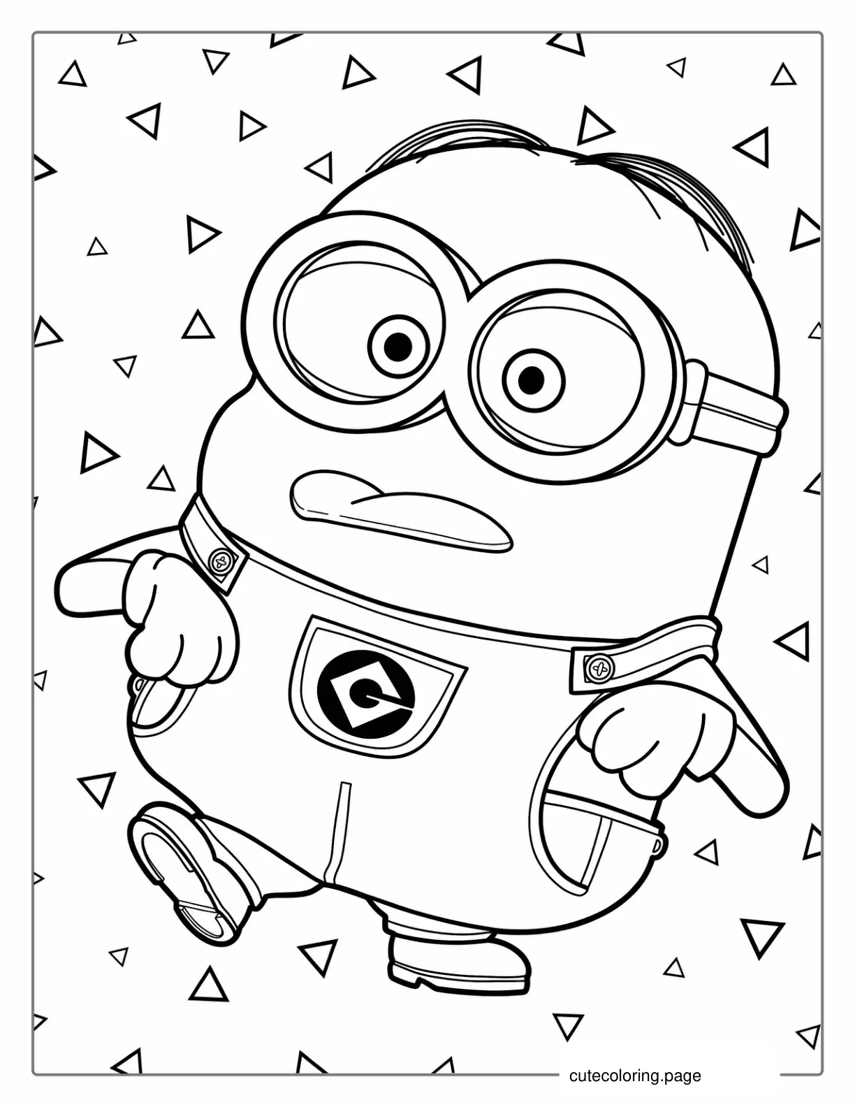 Bob Minion Poking Tongue Out Coloring Page coloring page