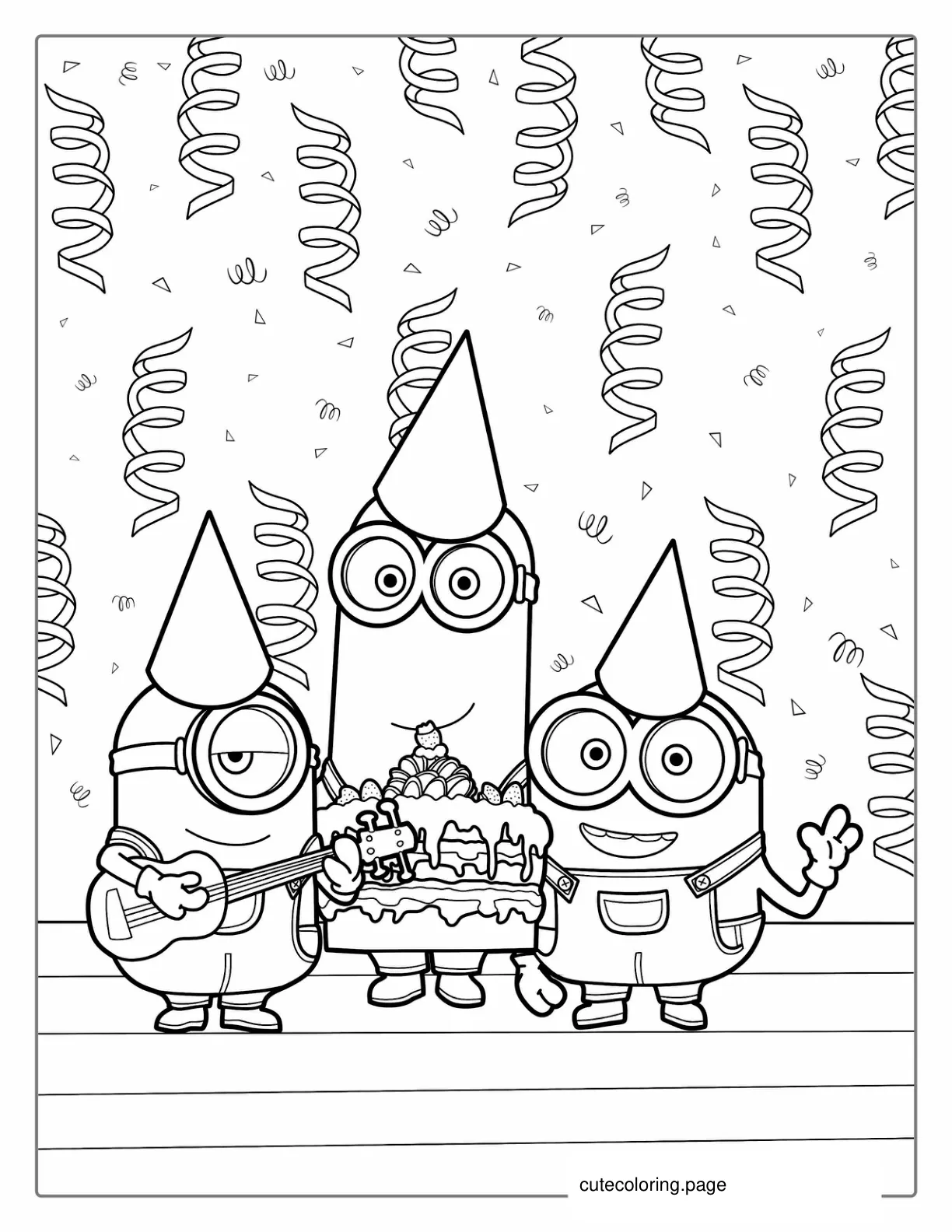 Coloring Page Of Minions For a Birthday Party coloring page