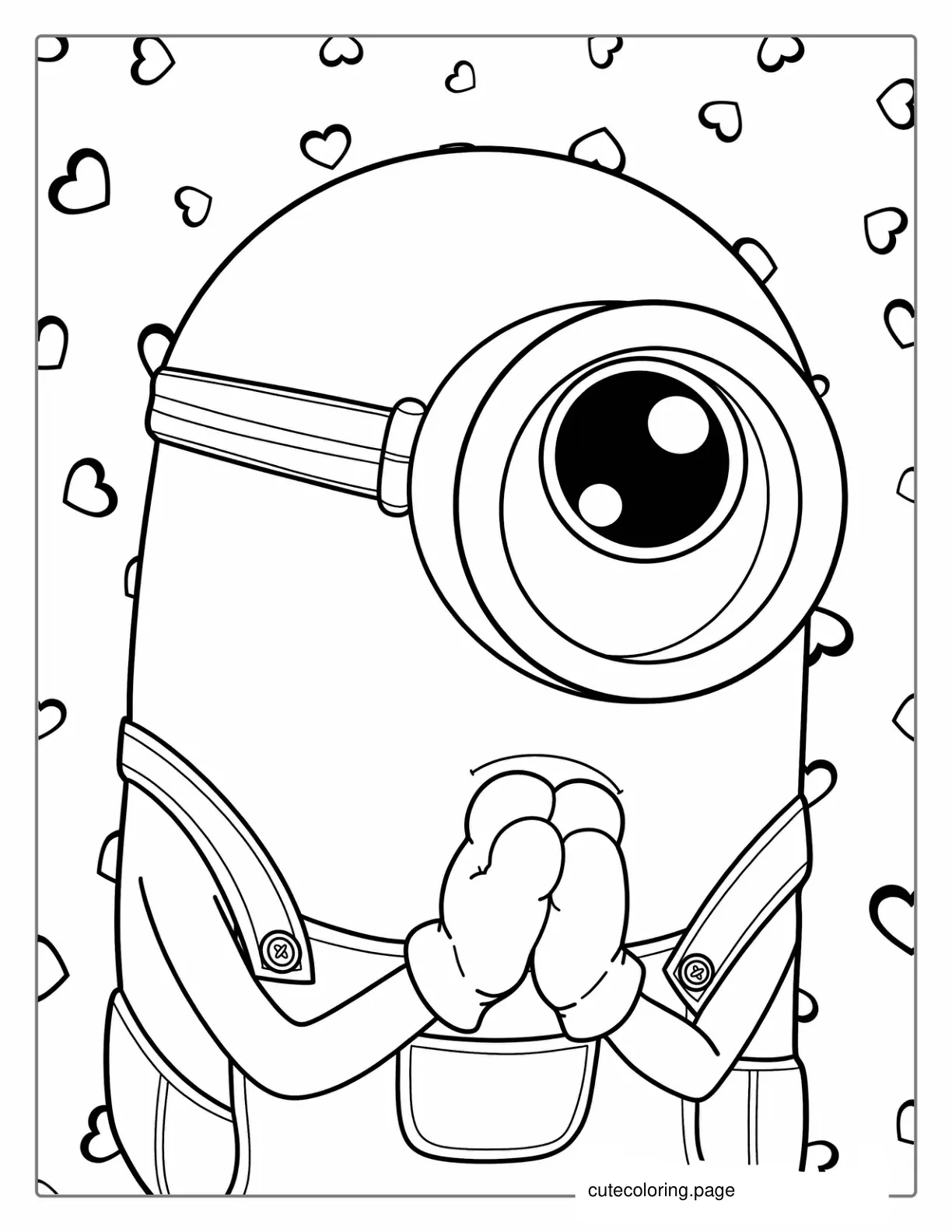 Cute Kawaii Themed Minion To Color coloring page