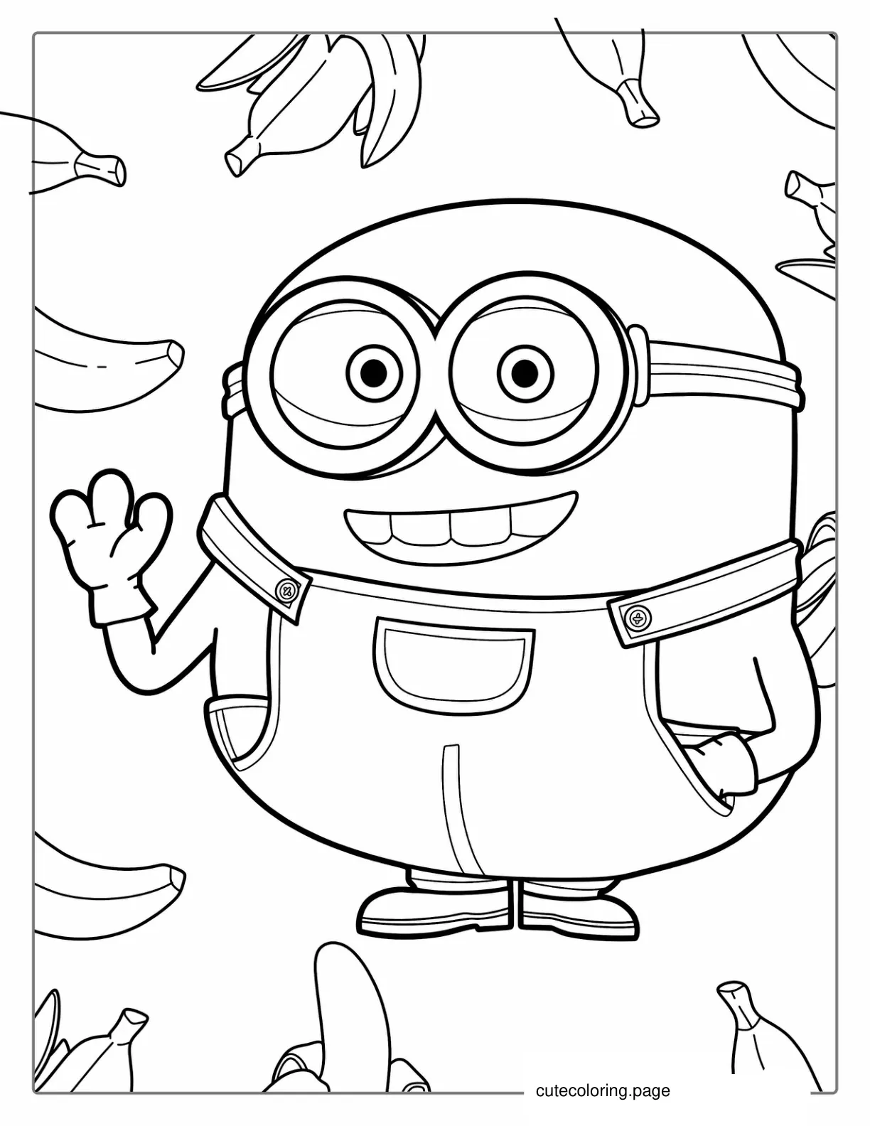 Minion Bob With Banana Background To Color coloring page