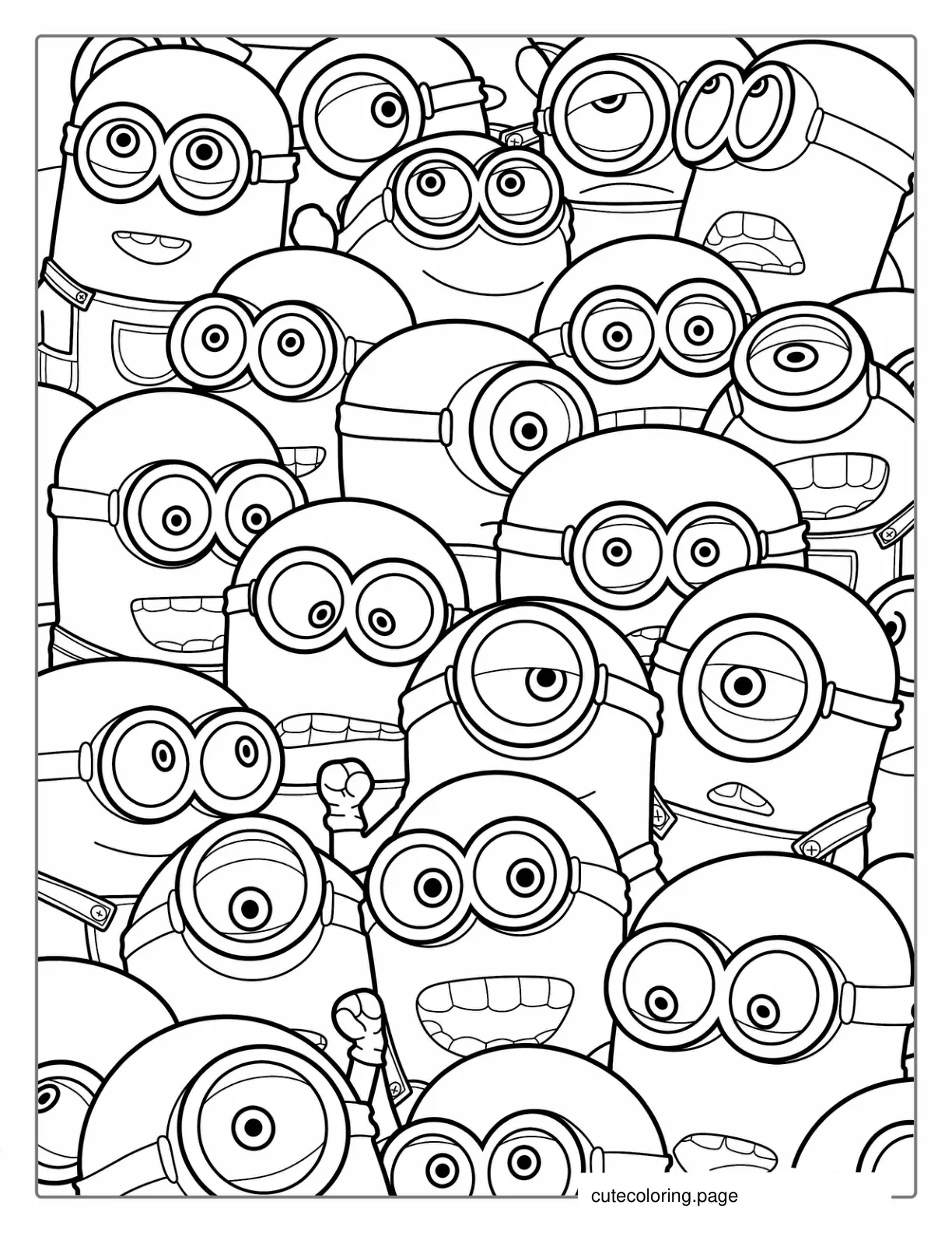 Minion Family Full Page Coloring Picture coloring page