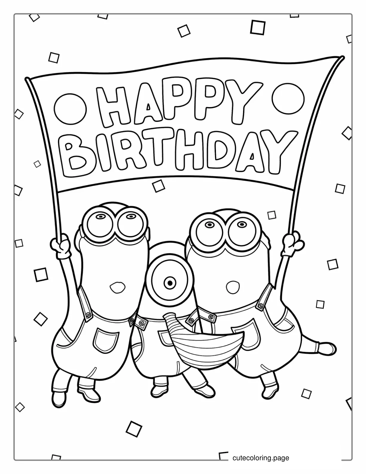 Minion Happy Birthday Coloring Page coloring page