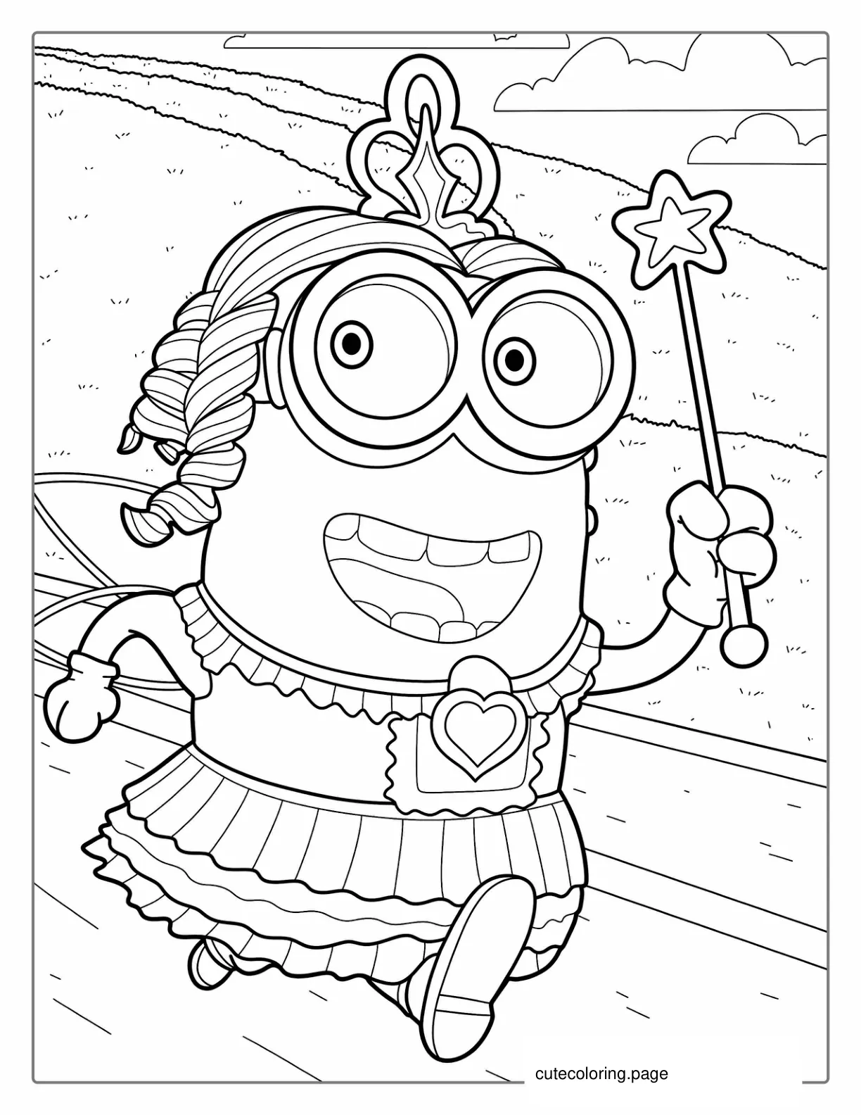 Minion Kevin In a Dress To Color coloring page