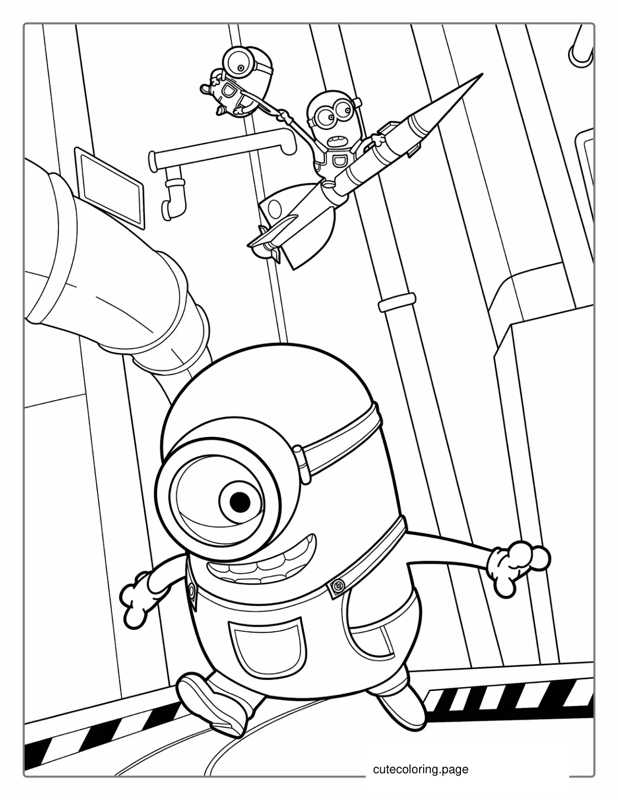 Minions In The Secret Lab coloring page