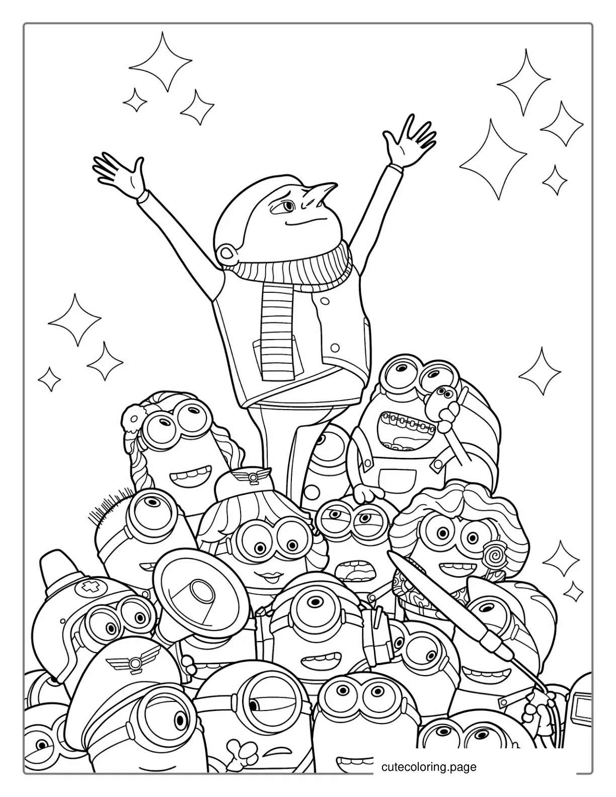 Young Gru With Minions Coloring Picture coloring page