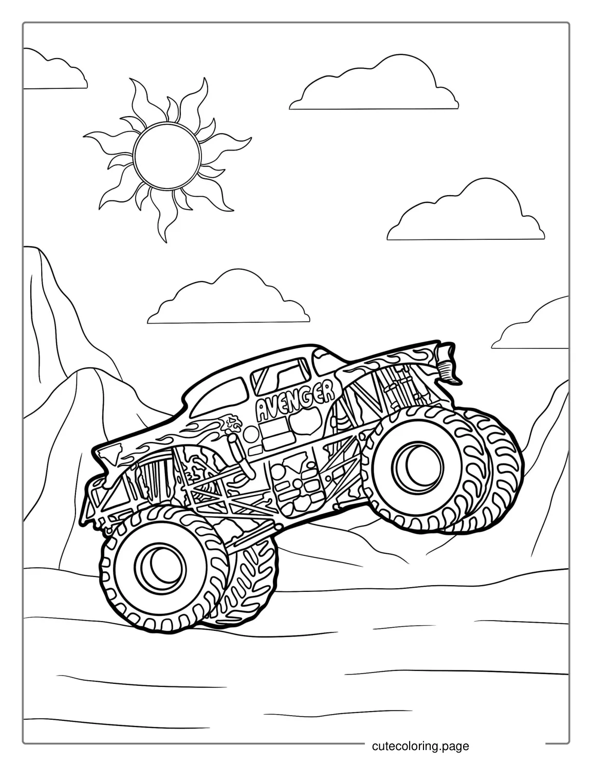 Avenger Monster Truck Coloring Sheet For Kids coloring page