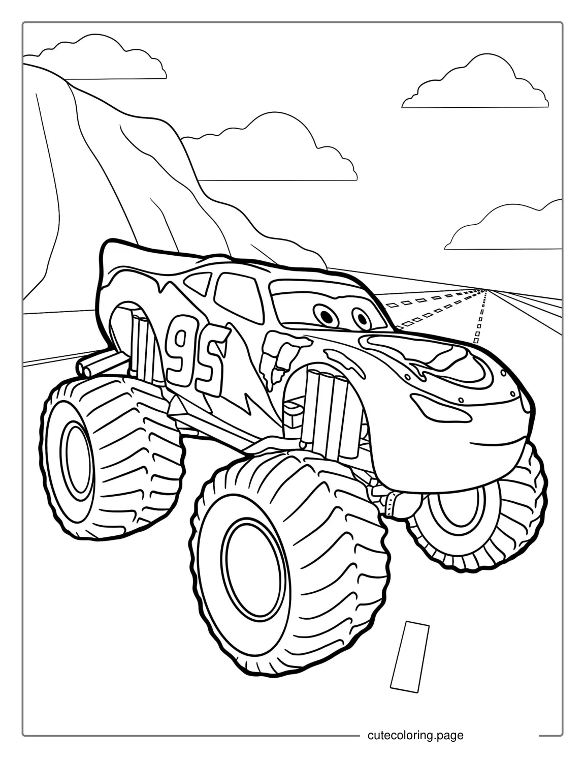 Cars Themed Monster Truck Coloring Page coloring page