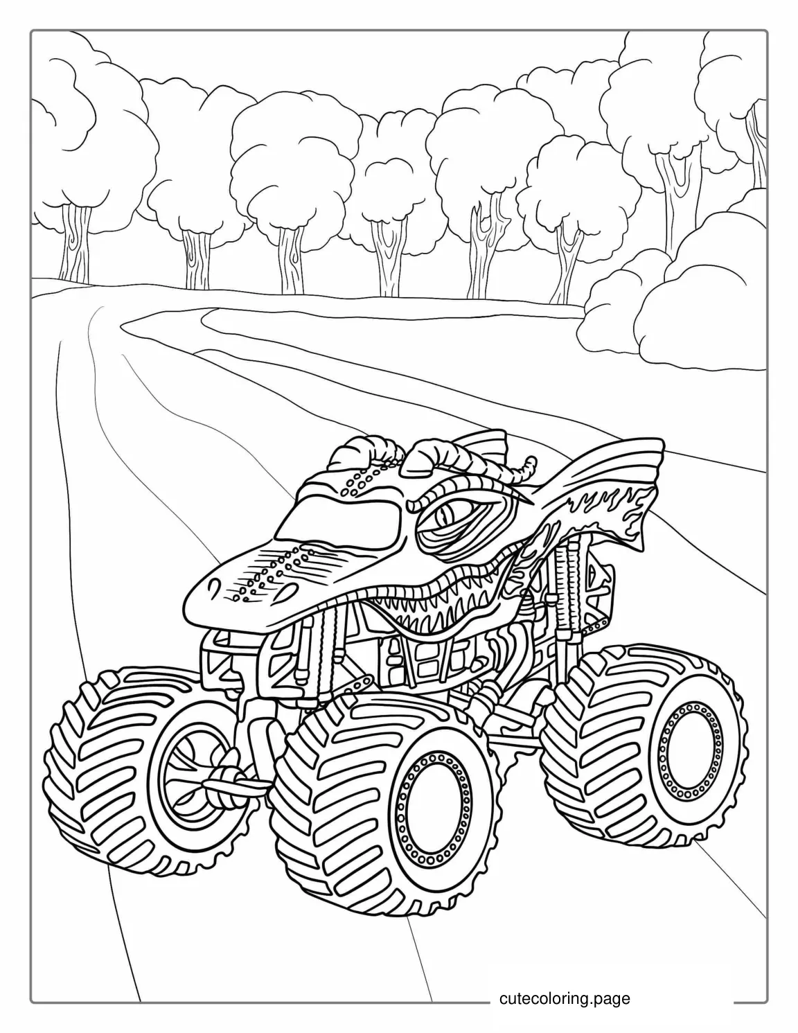 Coloring Page Of Dragon Slayer Monster Truck coloring page