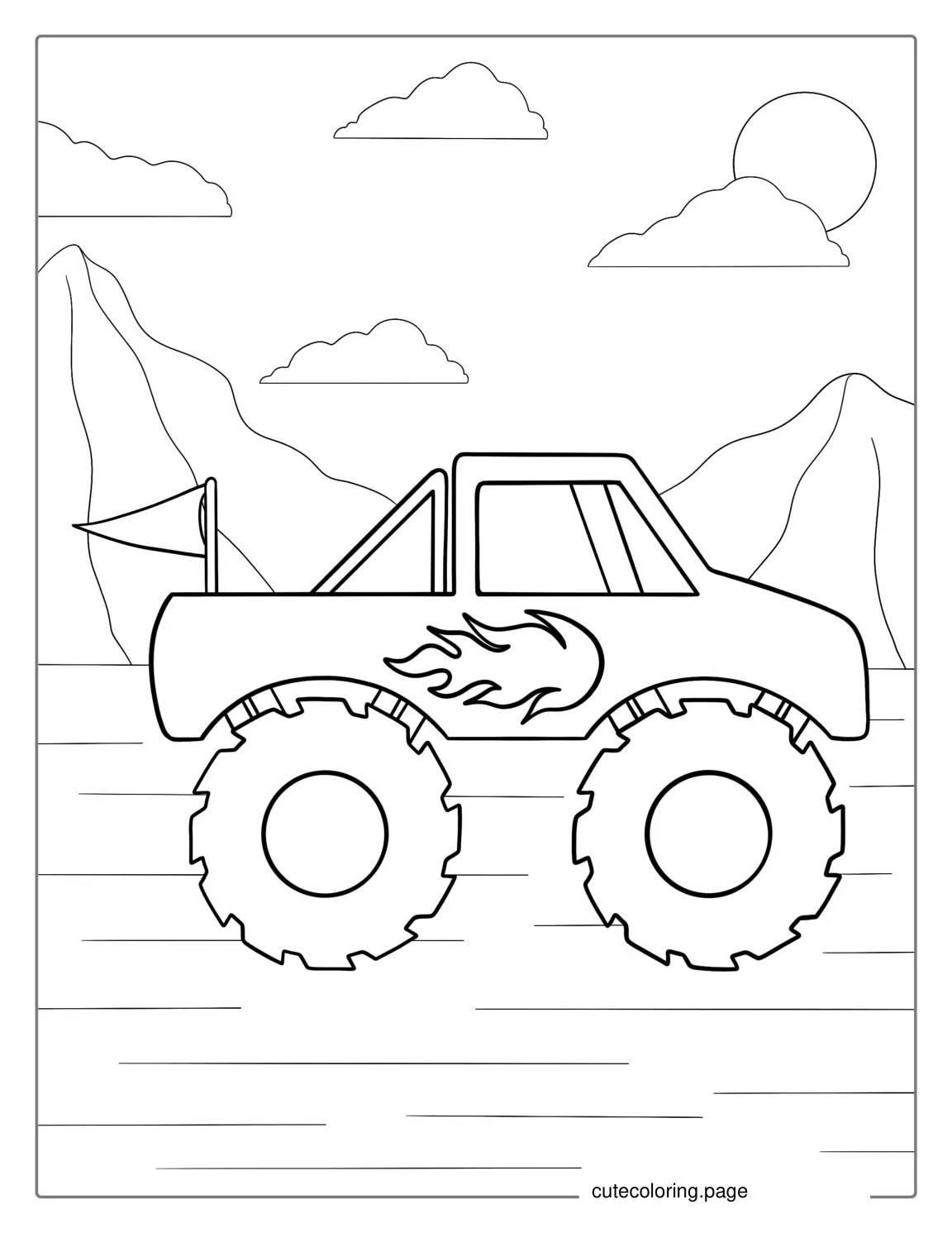 Easy Outline Of a Monster Truck To Color coloring page