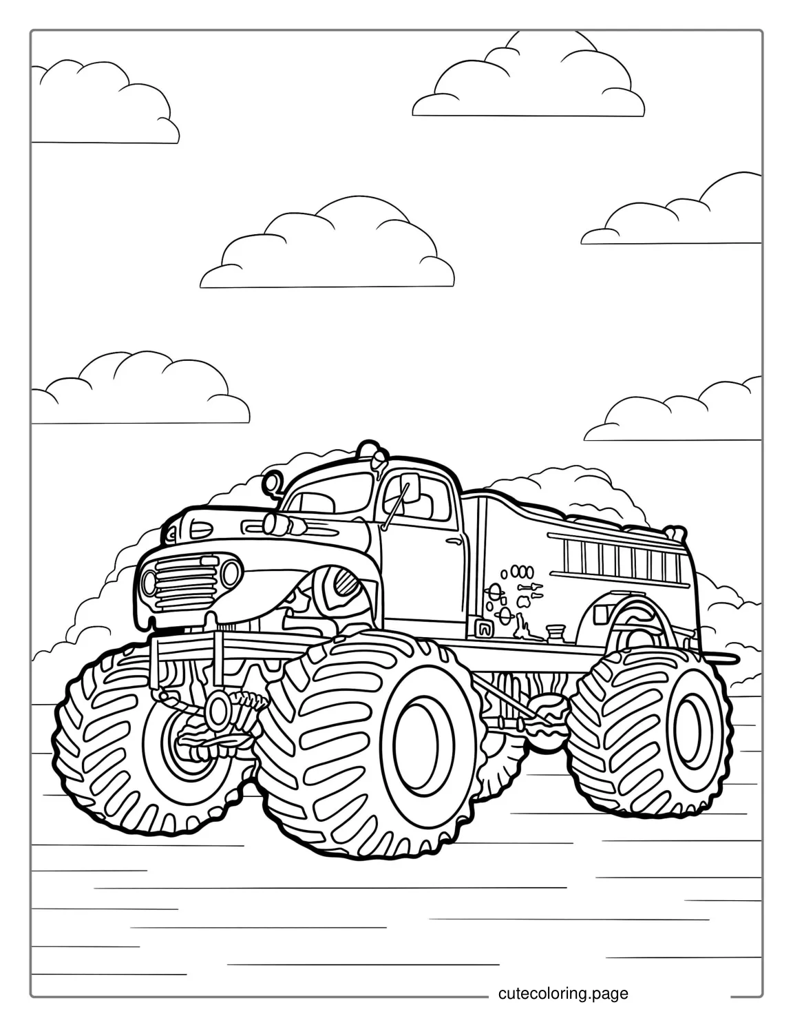 Fire Monster Truck Coloring Picture coloring page