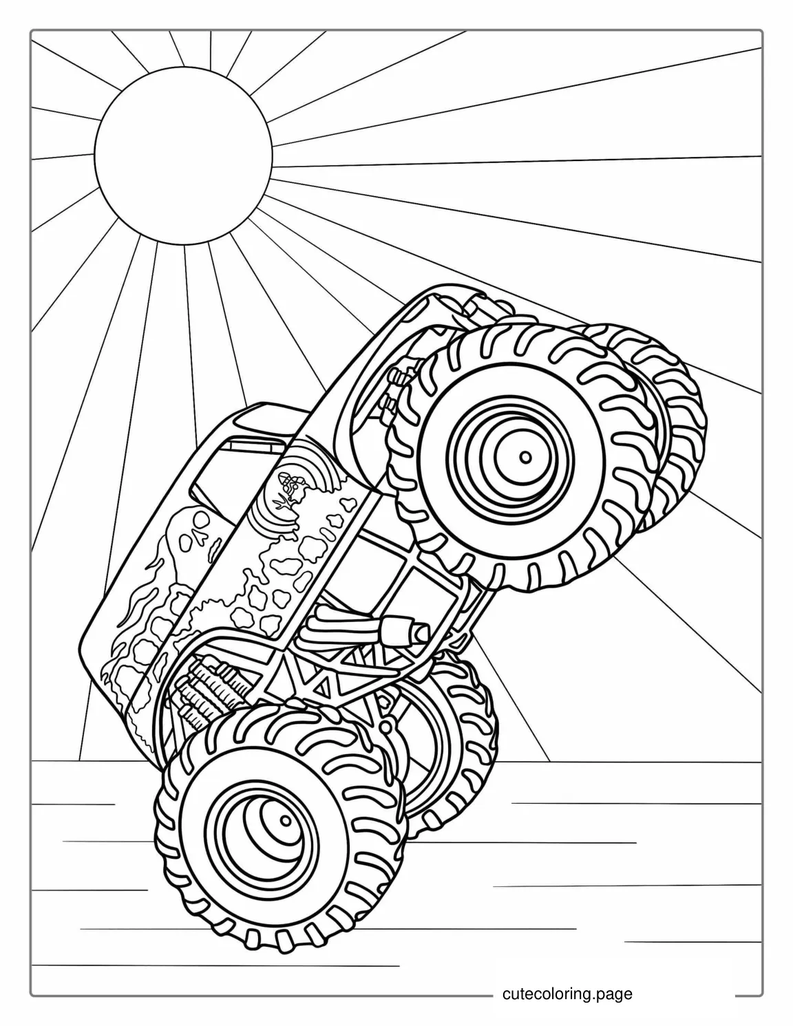 Grave Digger Monster Truck Doing A Wheelie coloring page