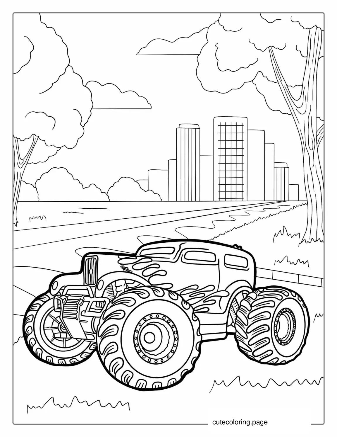 Hot Rod Monster Truck Coloring Page coloring page