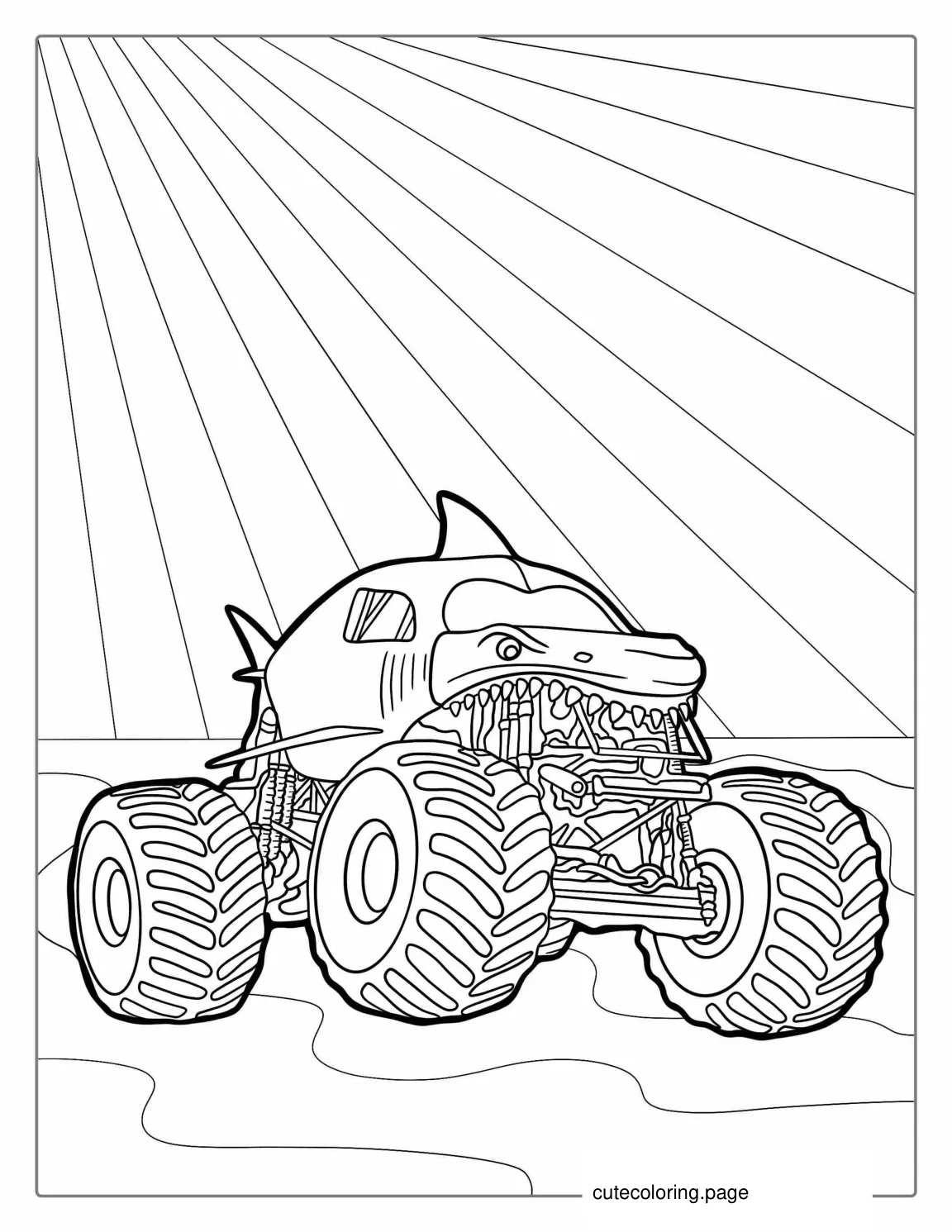 Megaldon Shark Monster Truck Coloring Page coloring page