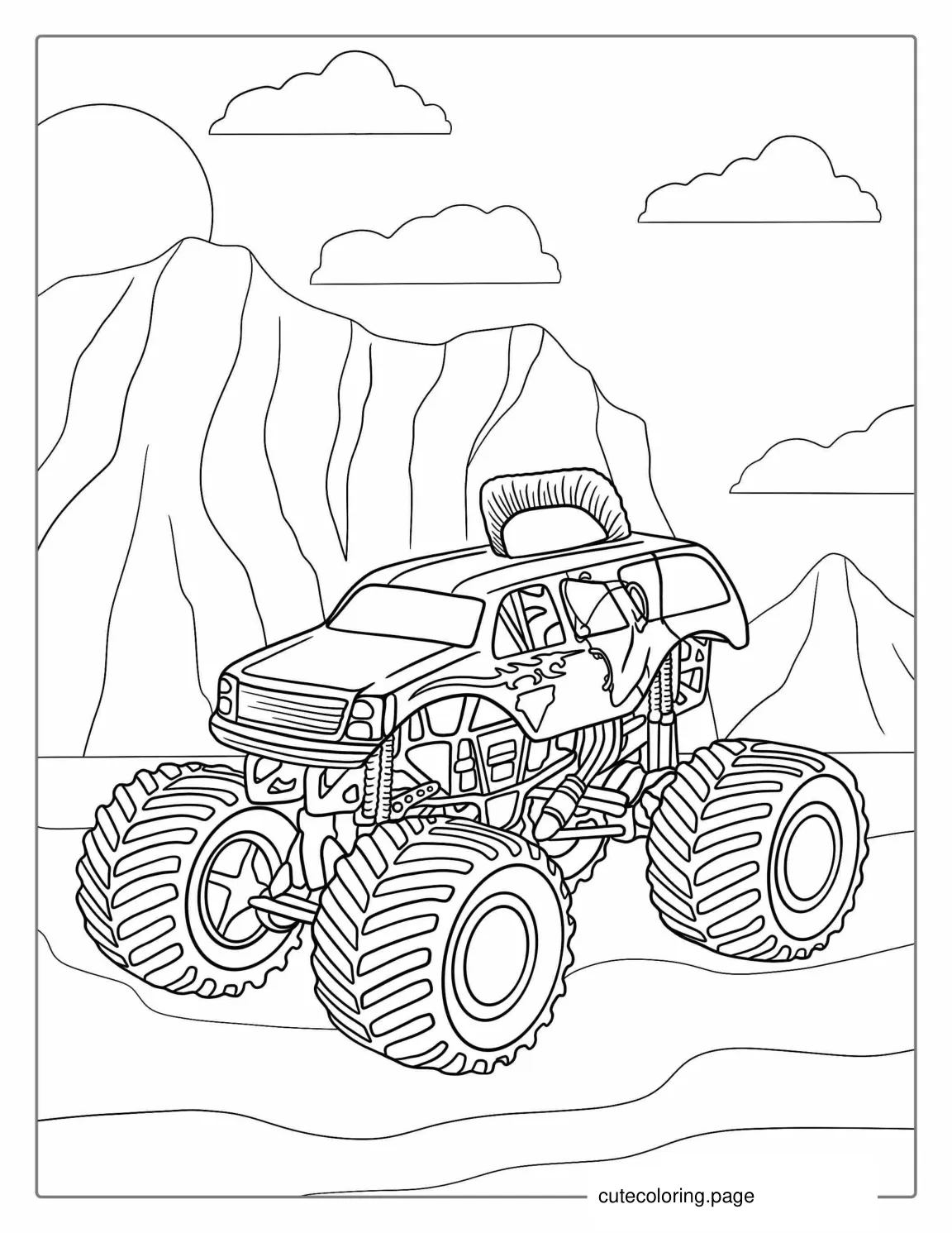 Mohawk Monster Truck Coloring Sheet coloring page