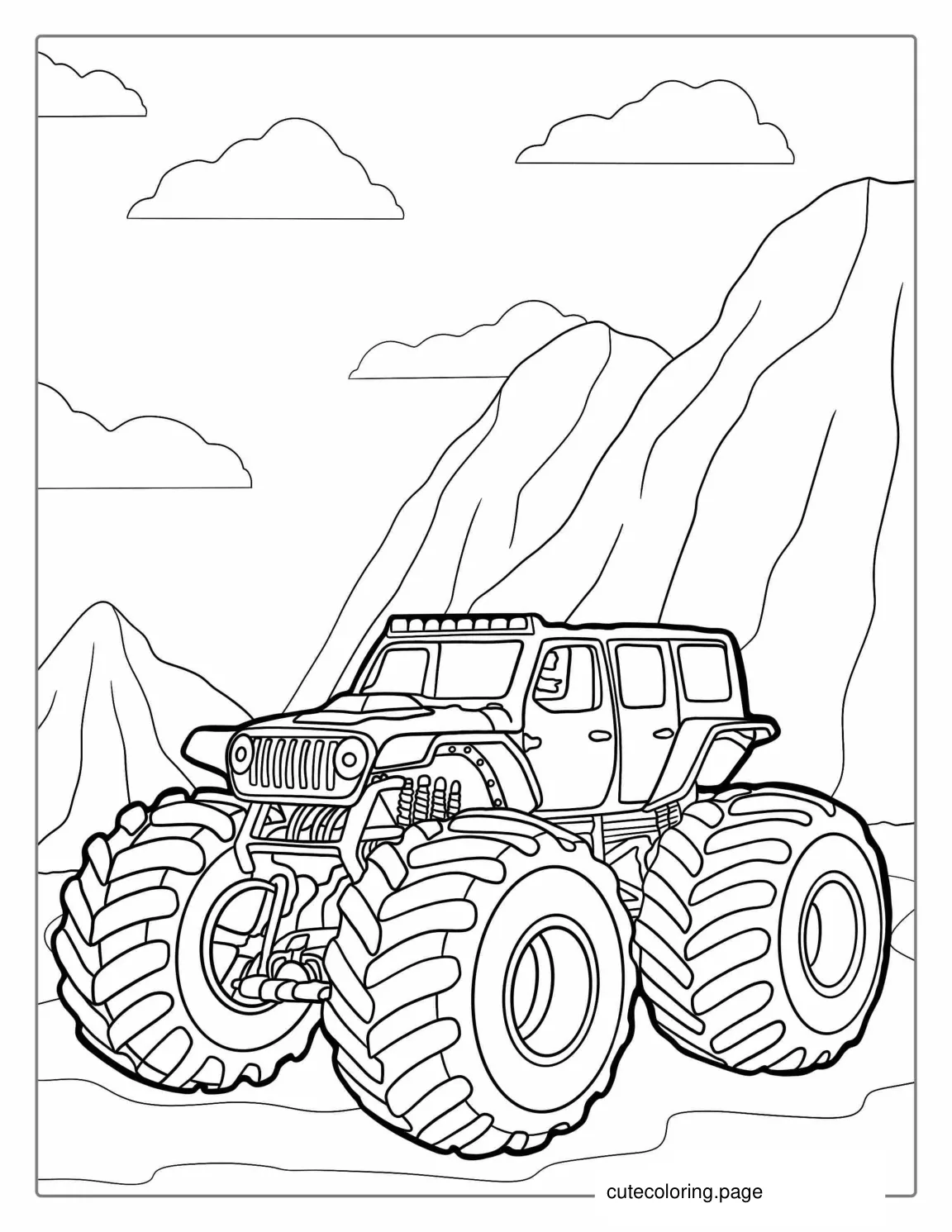 Monster Truck Jeep Coloring Picture coloring page