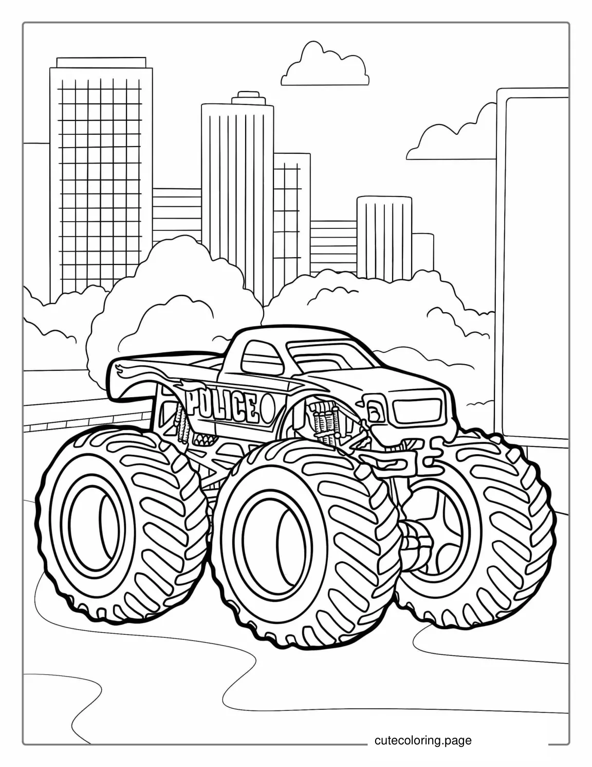 Police Monster Truck Coloring Page coloring page