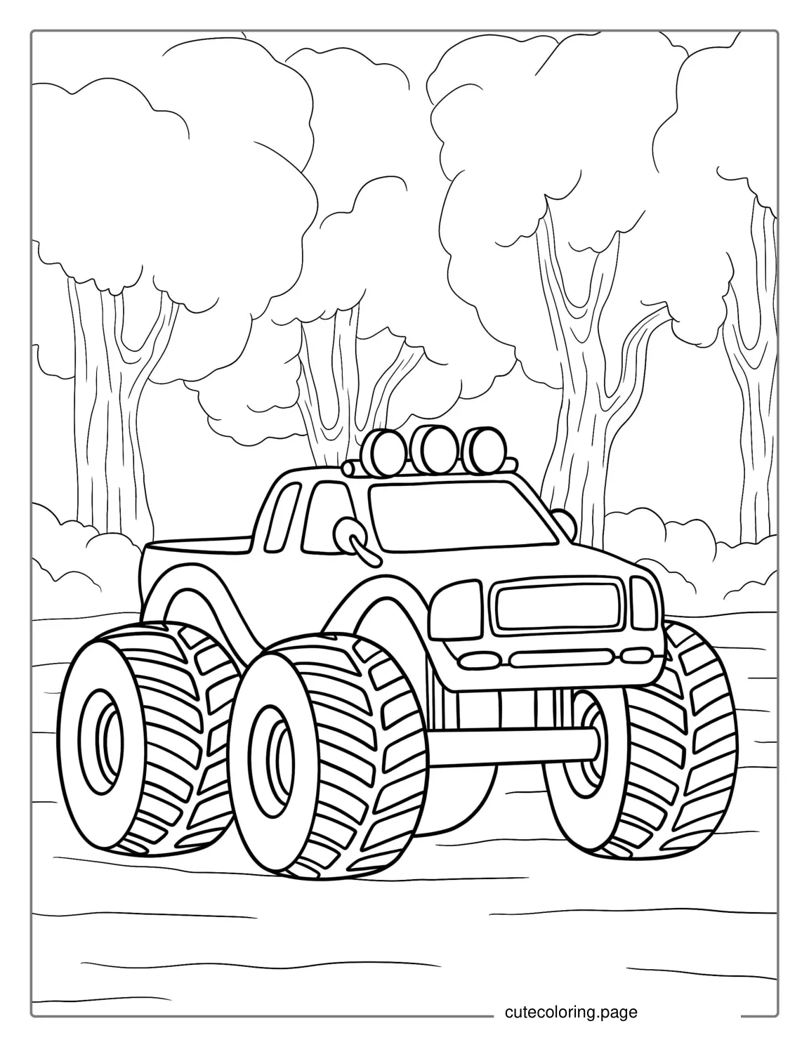 Simple Monster Truck Coloring Page For Kids coloring page