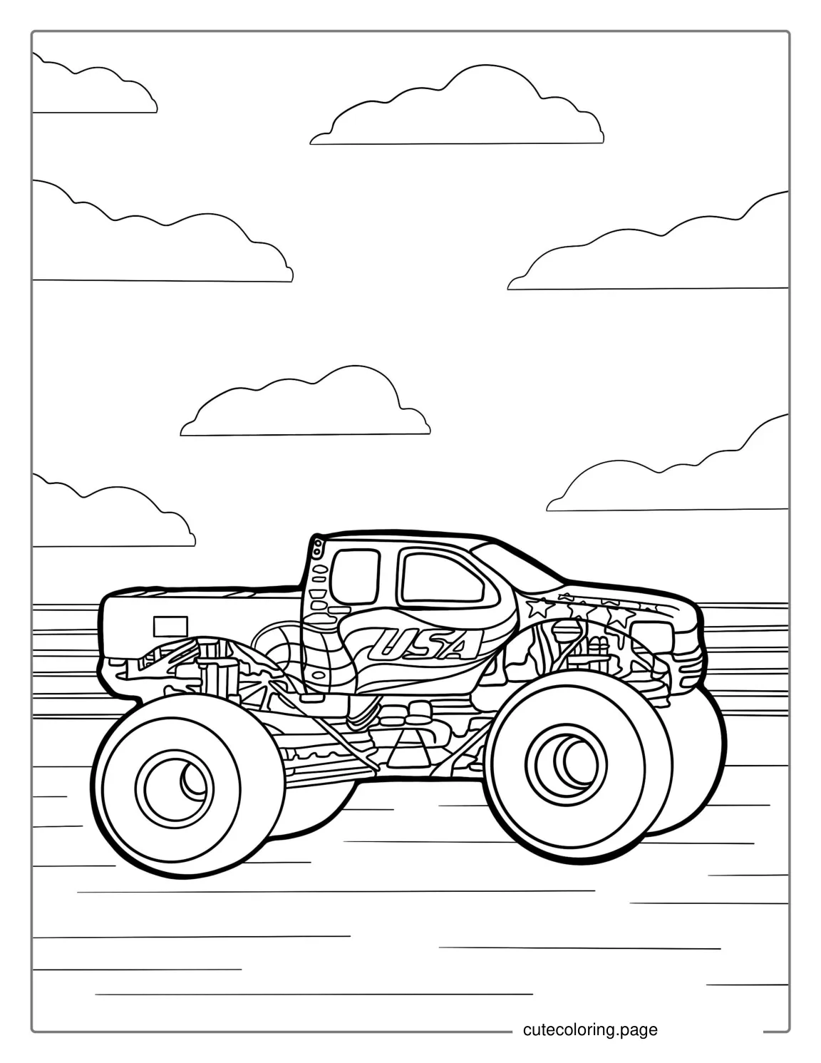 USA Monster Truck Coloring Picture coloring page