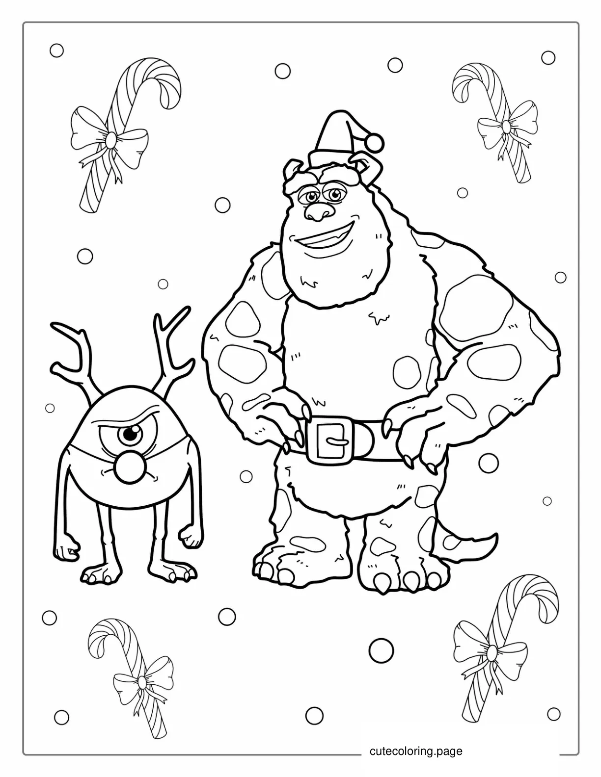 Christmas Themed Monsters Inc Coloring Sheet coloring page