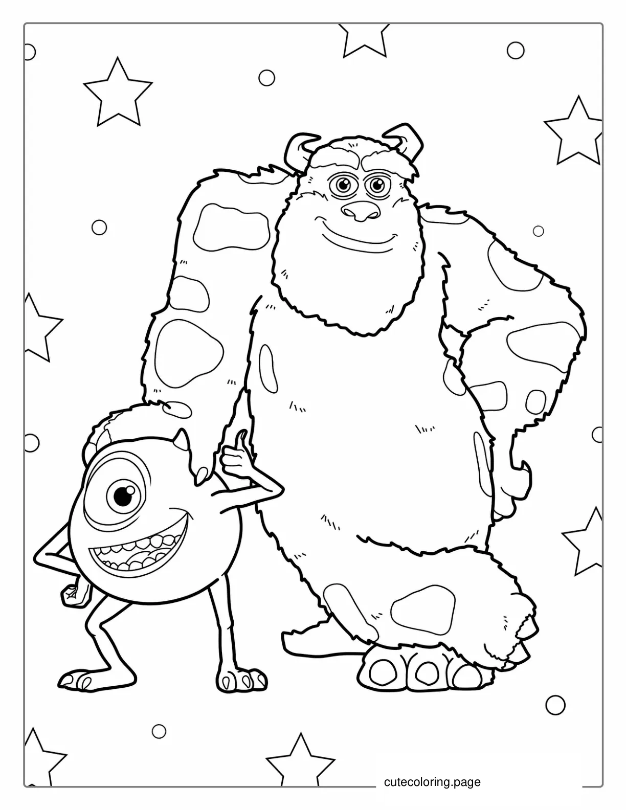 Coloring Page Of Mike And Sullivan From Monsters Inc coloring page