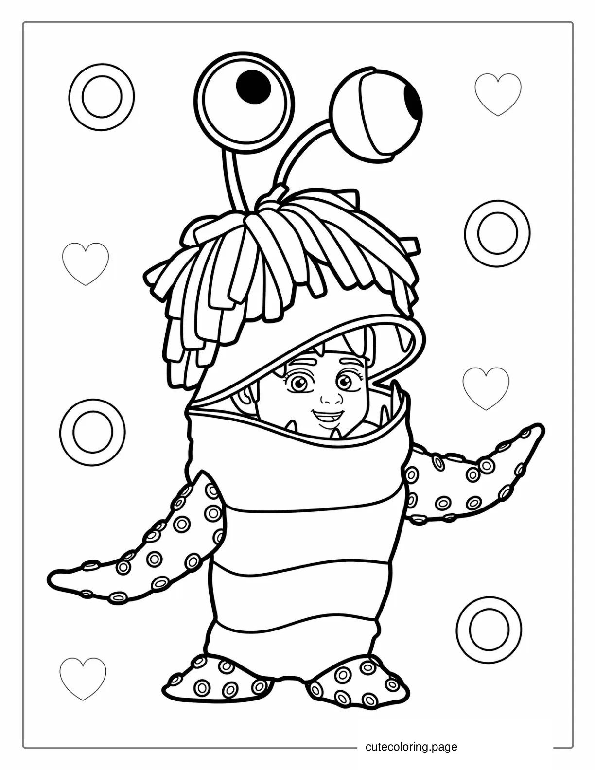 Coloring Sheet Of Boo Dressed As Monster coloring page