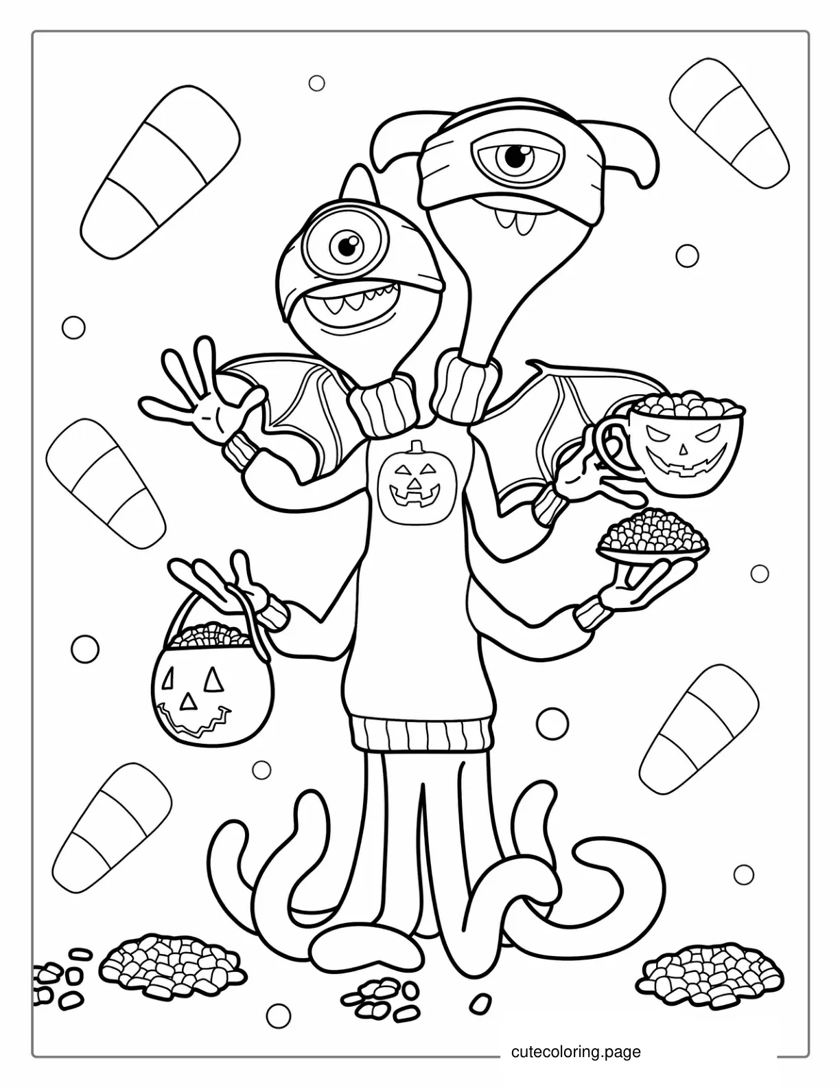 Halloween Themed Monsters Inc Coloring Sheet coloring page