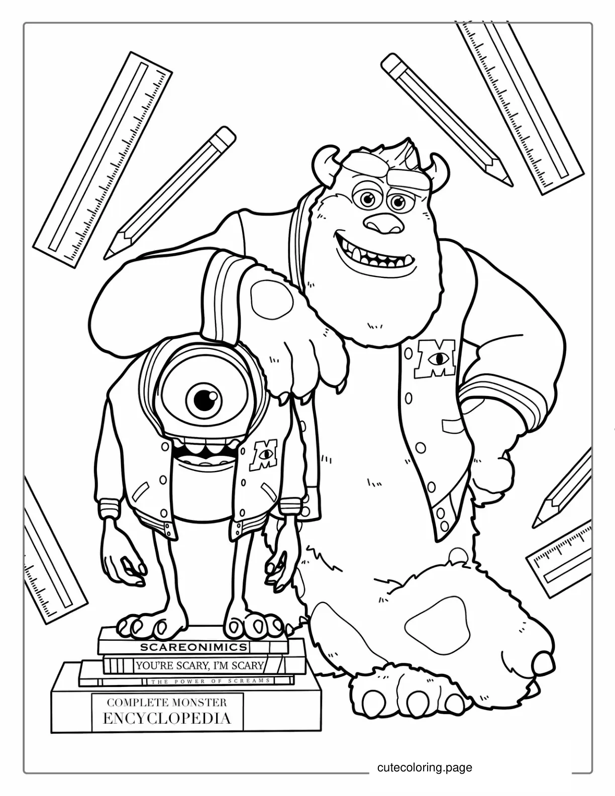 Sullivan And Mike As Students Coloring Sheet coloring page