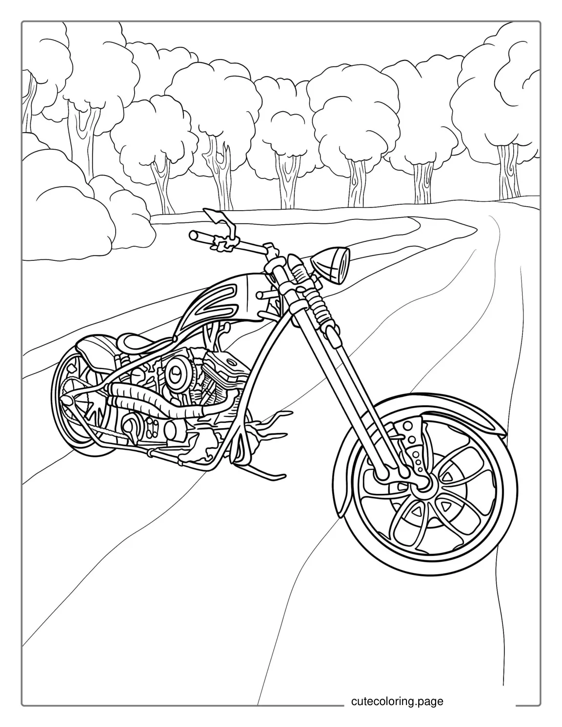 Chopper Motorcycle Coloring Sheet coloring page