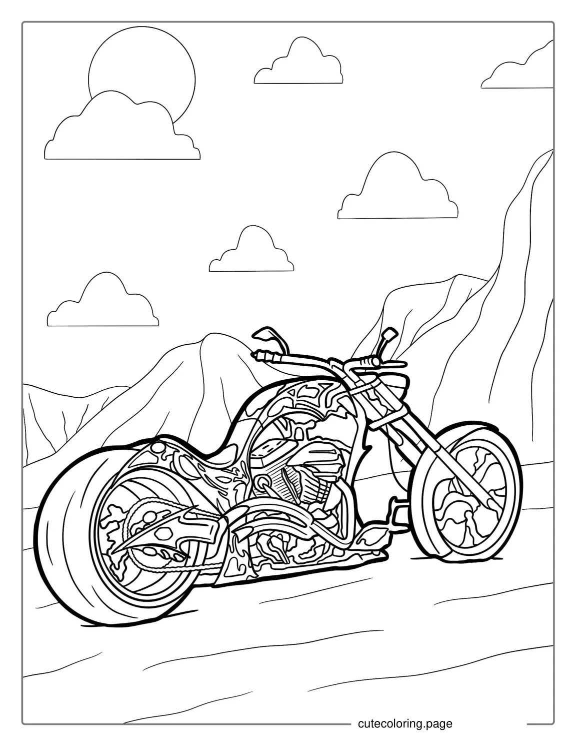 Coloring Page Of Chopper Motorcycle coloring page