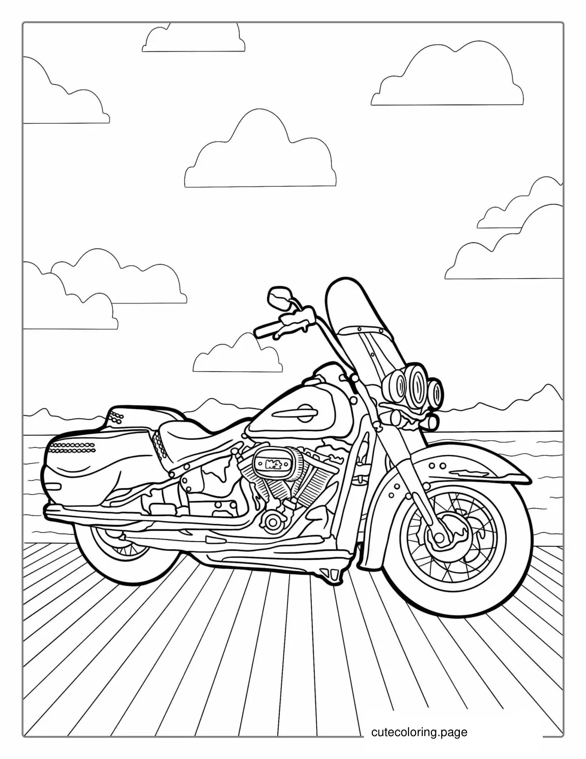 Cruiser Harley Davidson Coloring Page coloring page