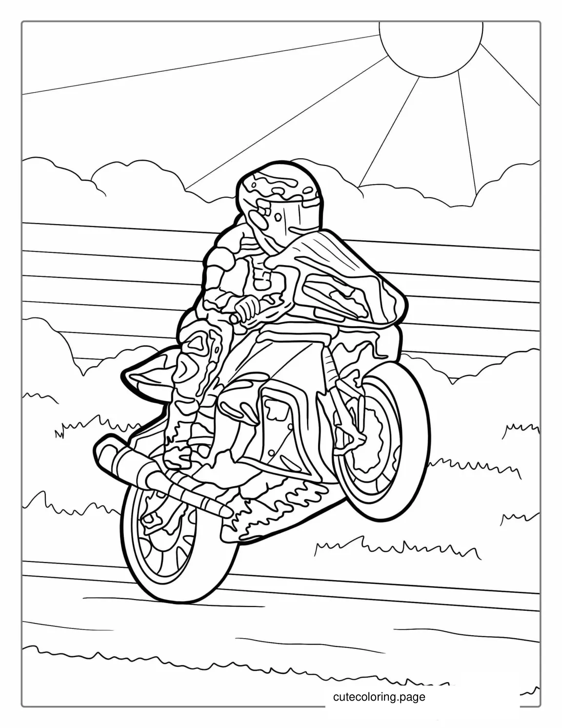 Motorcycle Doing A Wheelie Coloring Sheet coloring page