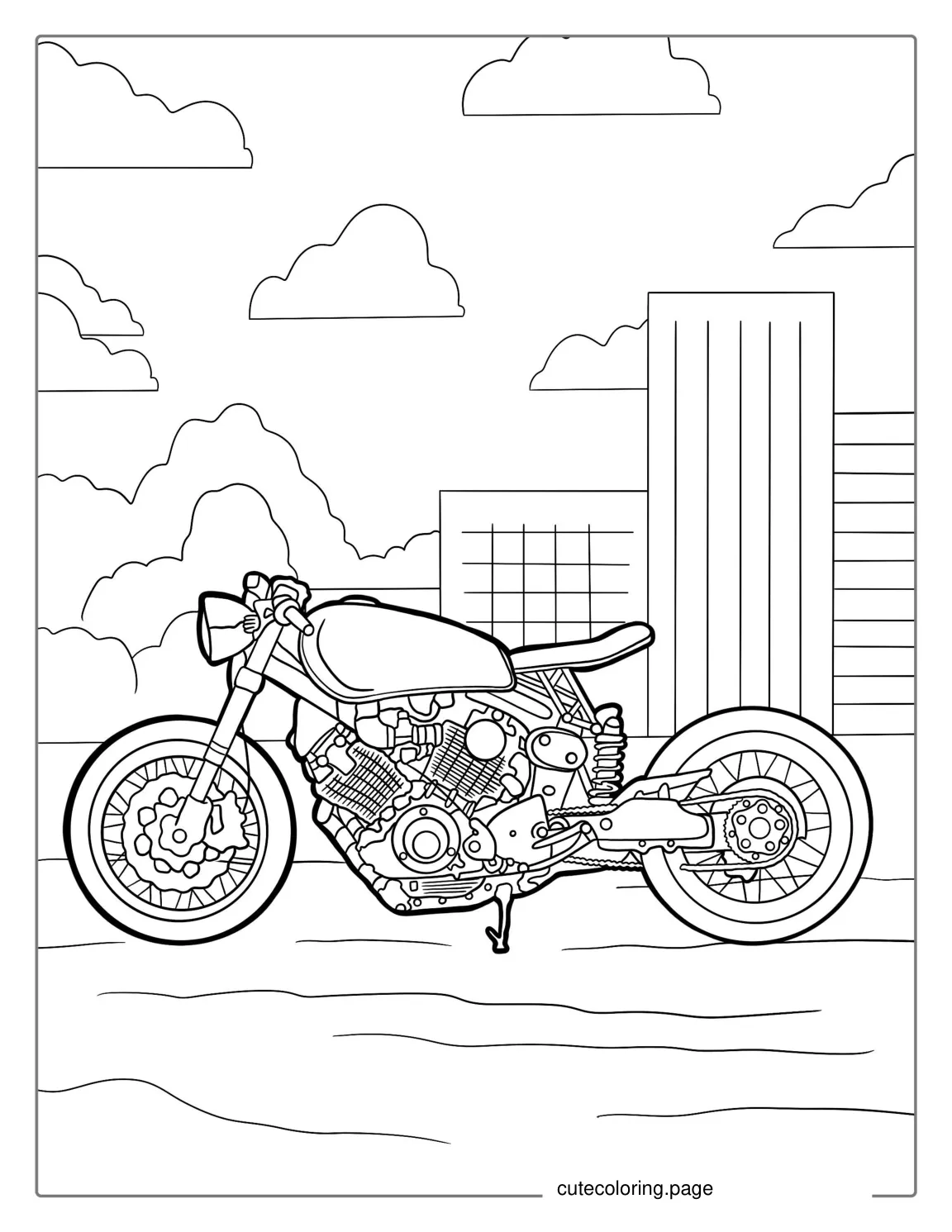 Street Motorcycle In The City Coloring Page coloring page