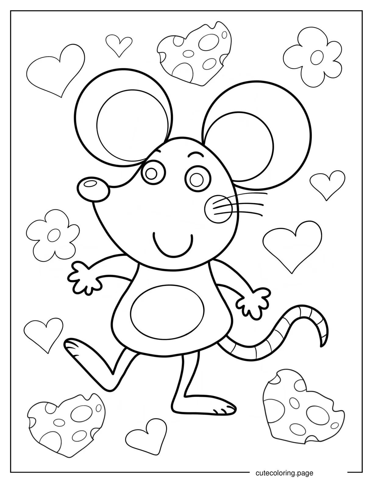 Happy Cartoon Mouse coloring page